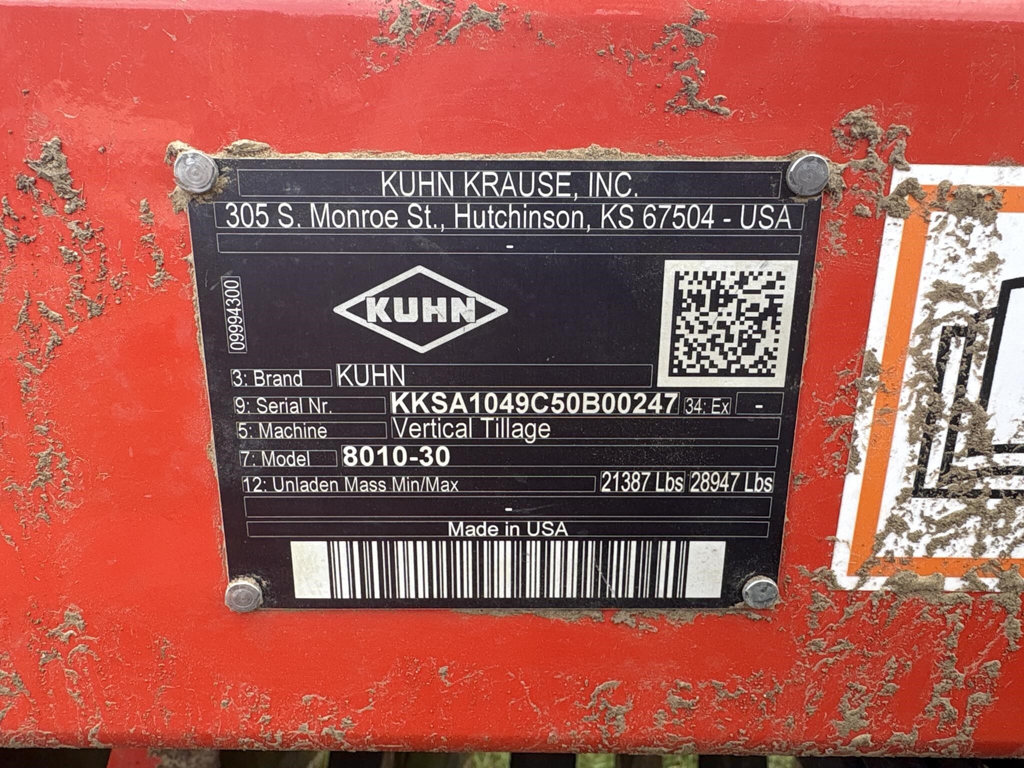 2022 Kuhn Krause 8010-30 Vertical Tillage