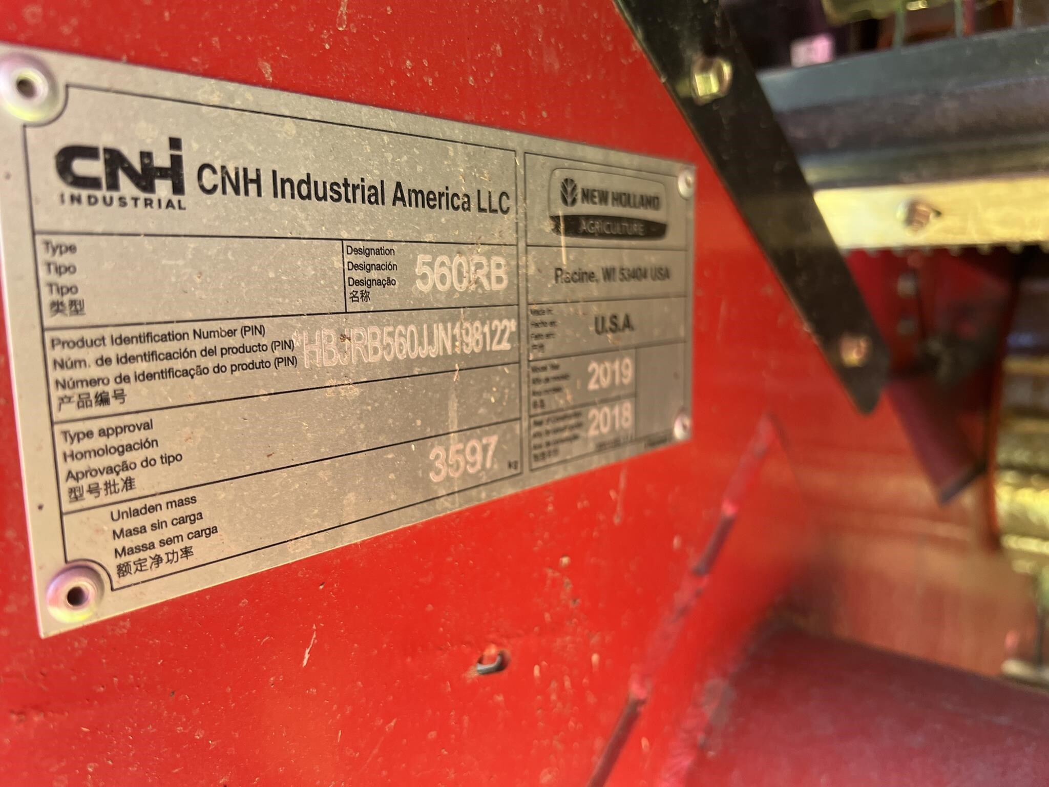 2019 New Holland Roll-Belt 560 Round Baler