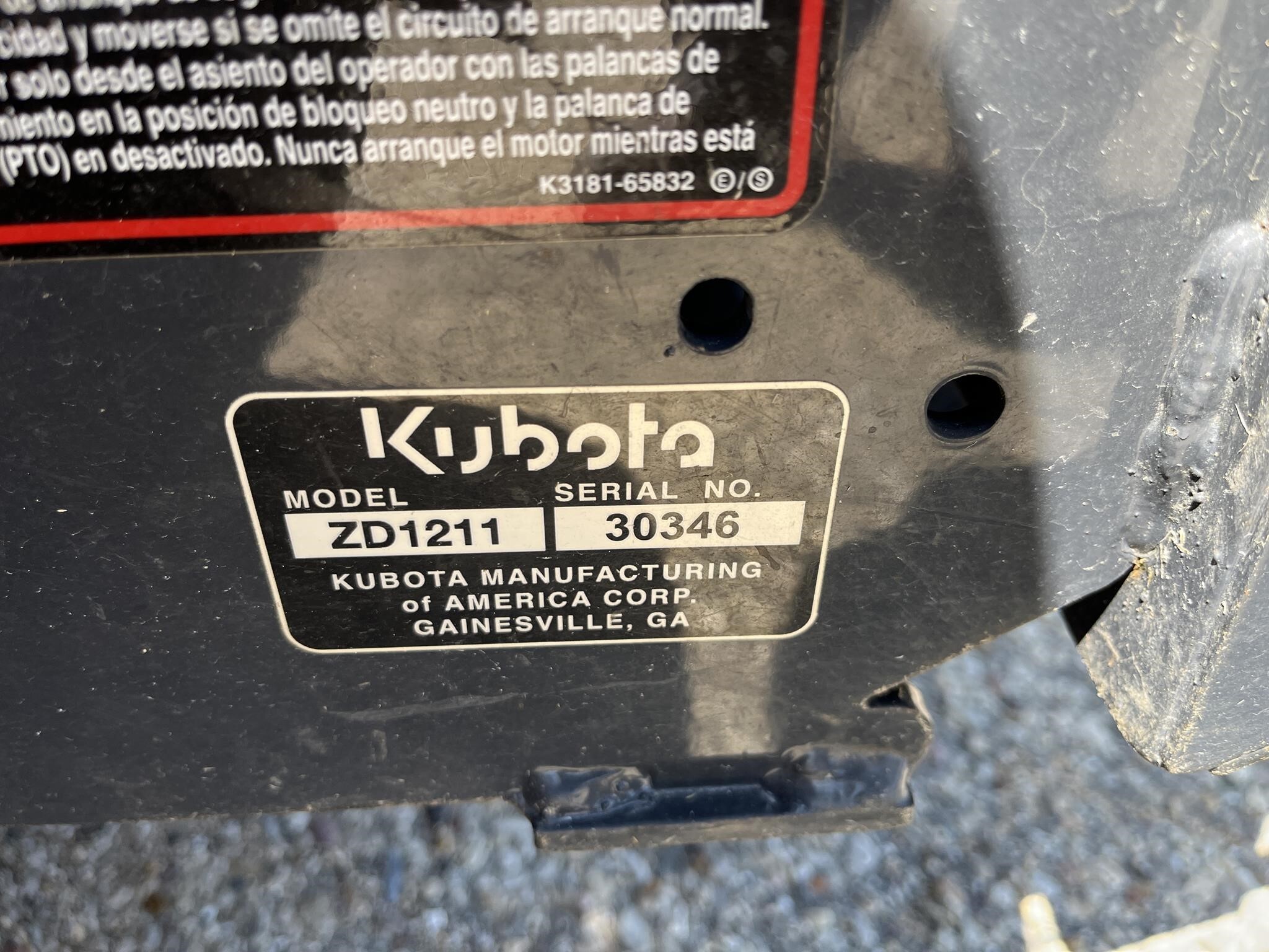 2019 Kubota ZD1211 Lawn Mower