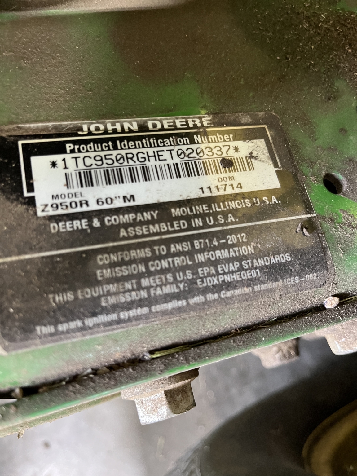 2014 John Deere Z950R Lawn Mower