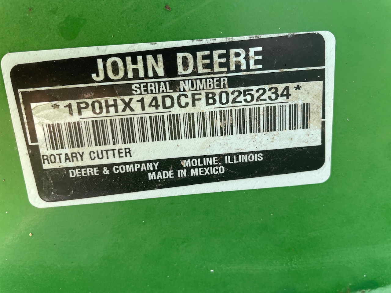 2015 John Deere HX14 Rotary Cutter