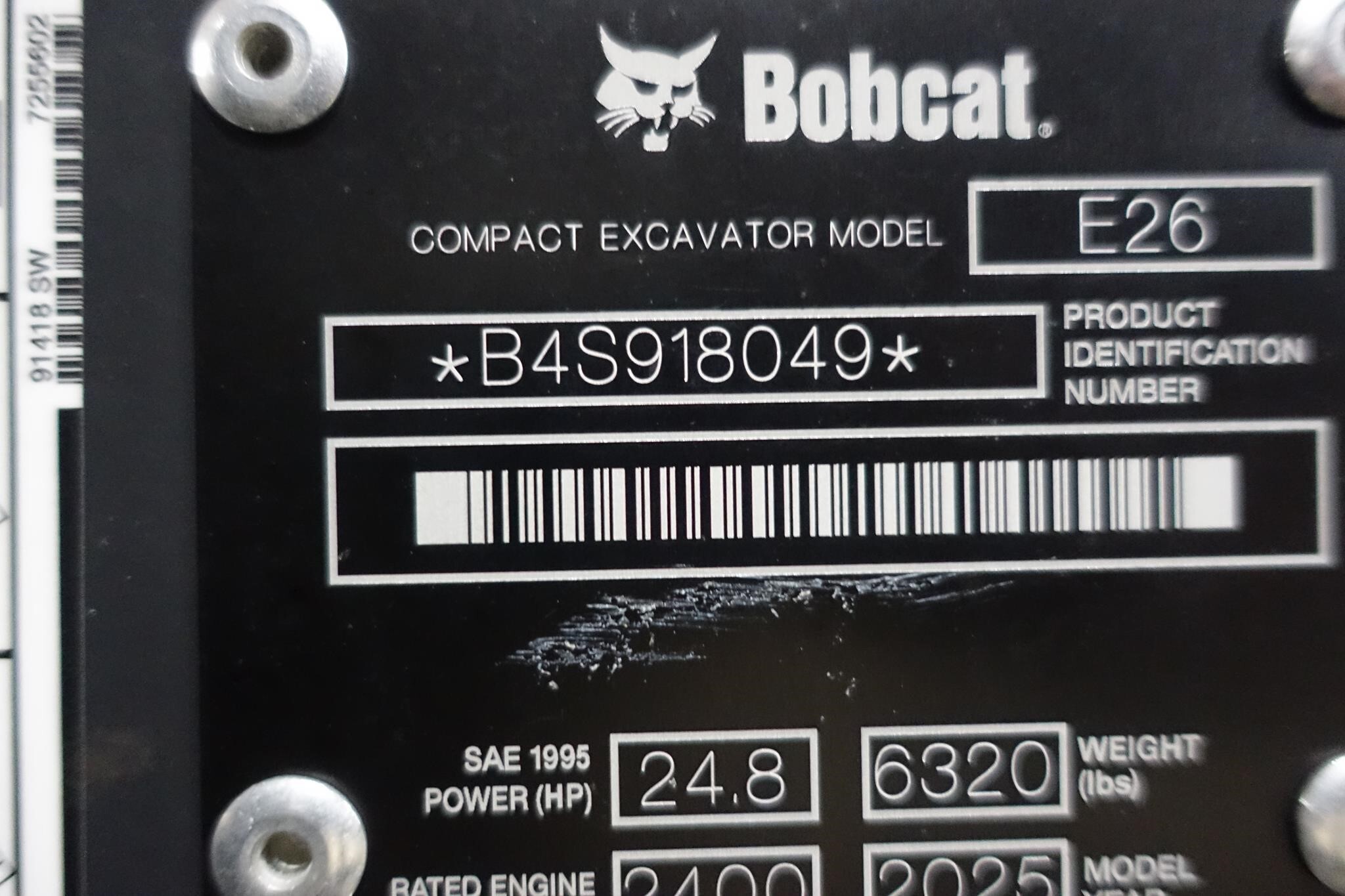 2025 Bobcat E26 Mini Excavator