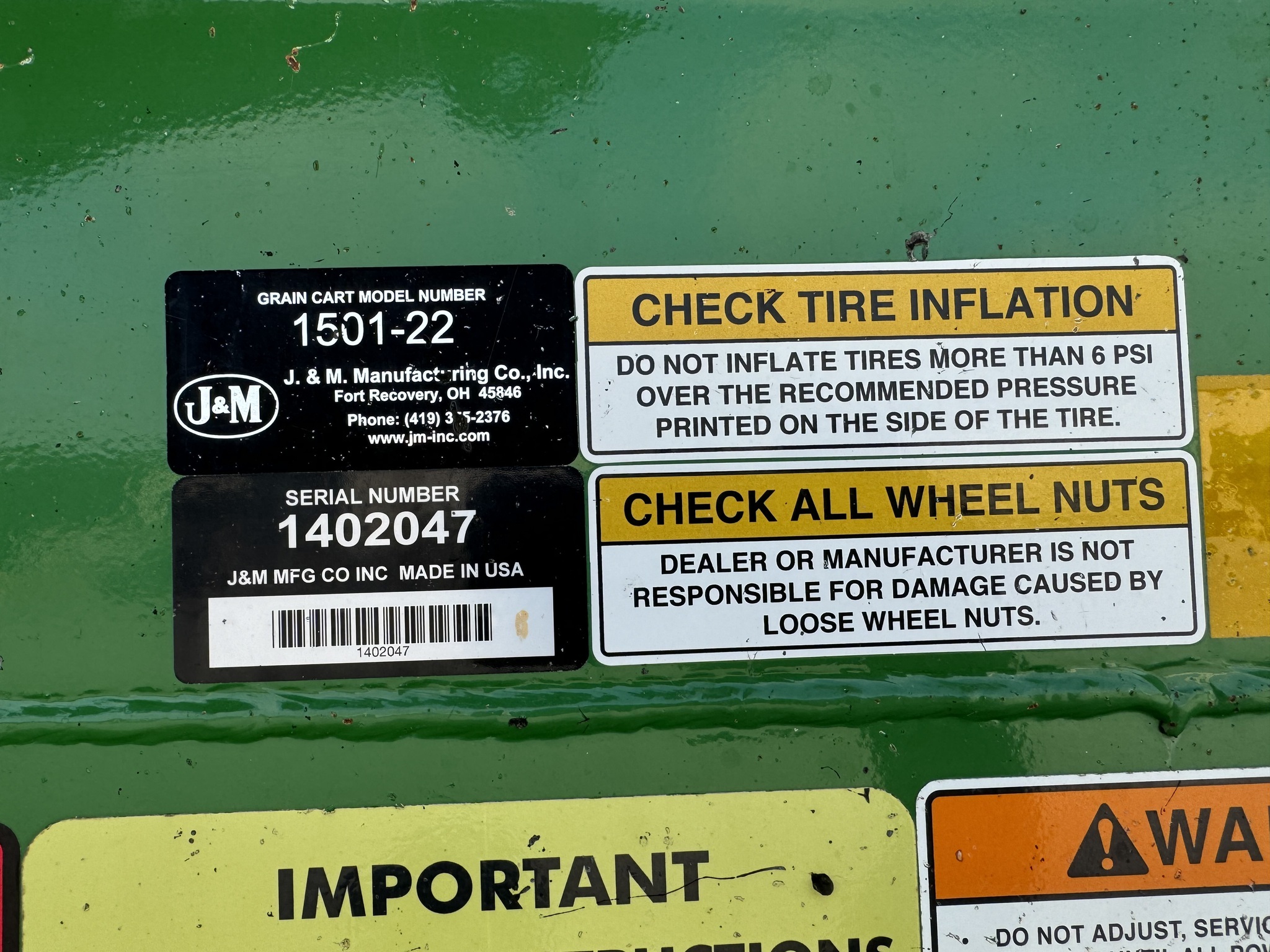 2014 J&M 1501-22 Grain Cart