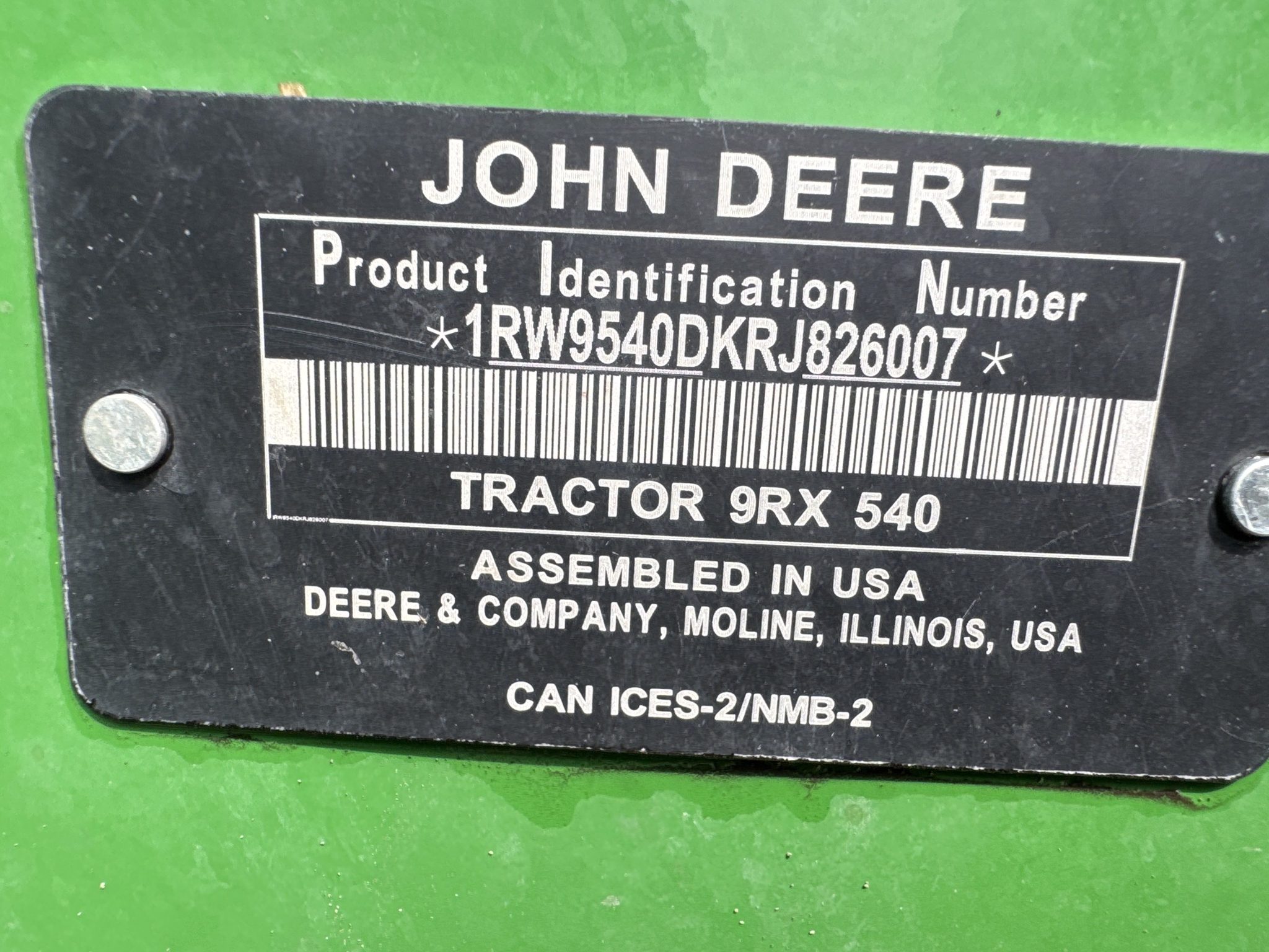 2024 John Deere 9RX 540 Tractor