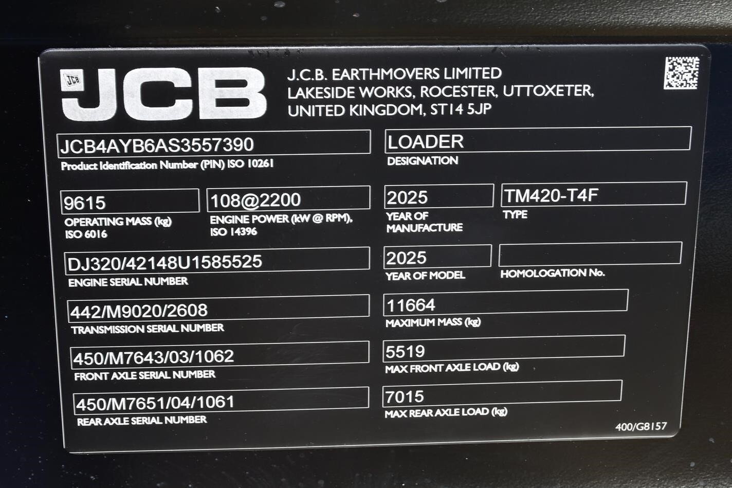 2025 JCB TM420 Wheel Loader