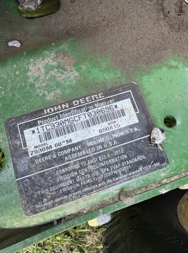 2015 John Deere Z930M Lawn Mower
