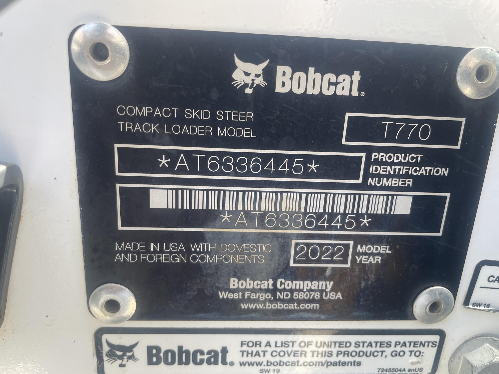 2022 Bobcat T770 Skid Steer