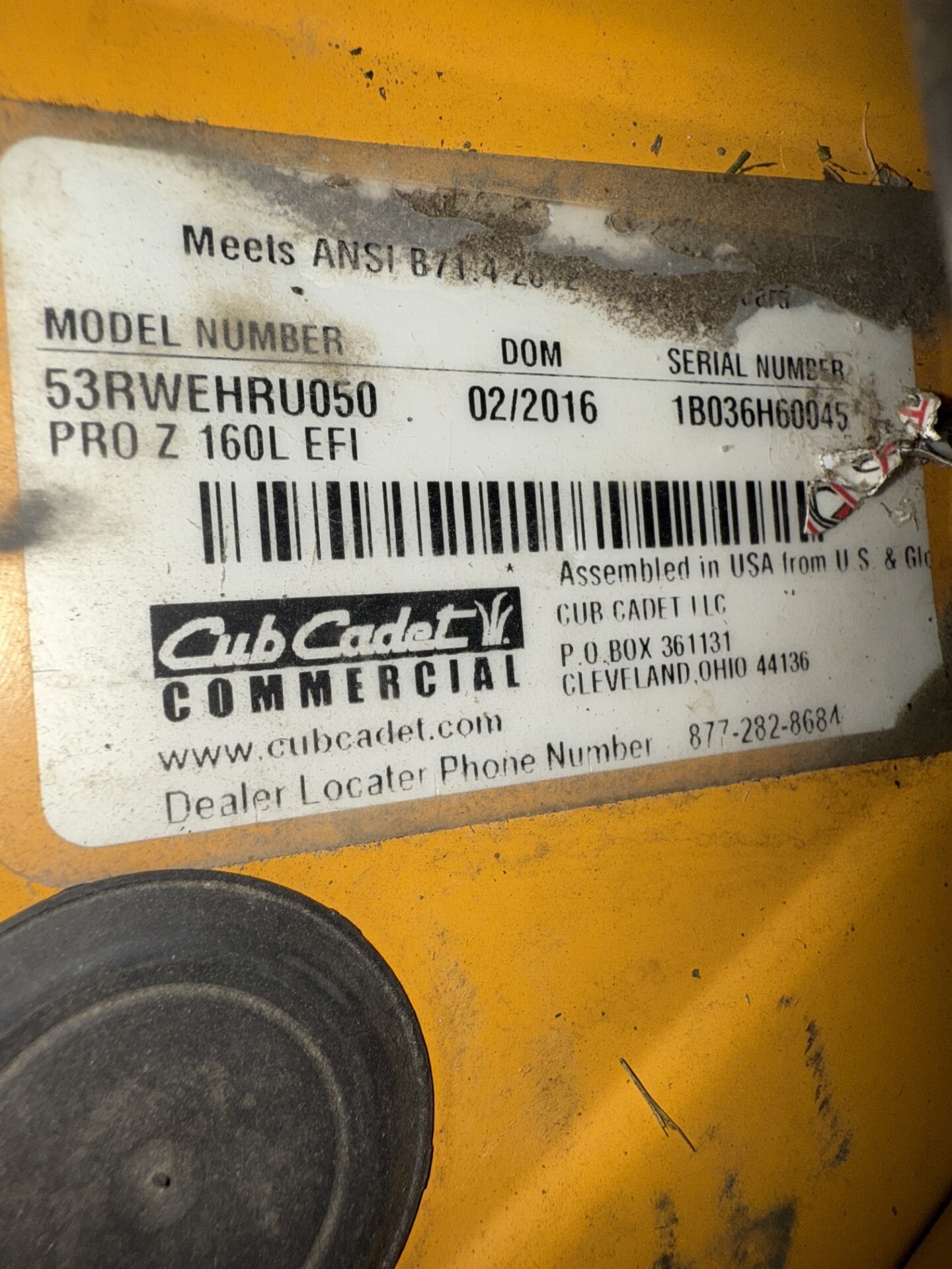 2016 Cub Cadet PRO Z 160L KW Lawn Mower