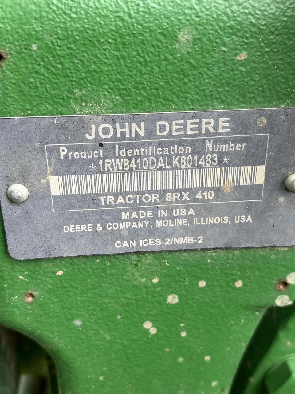 2020 John Deere 8RX 410 Tractor