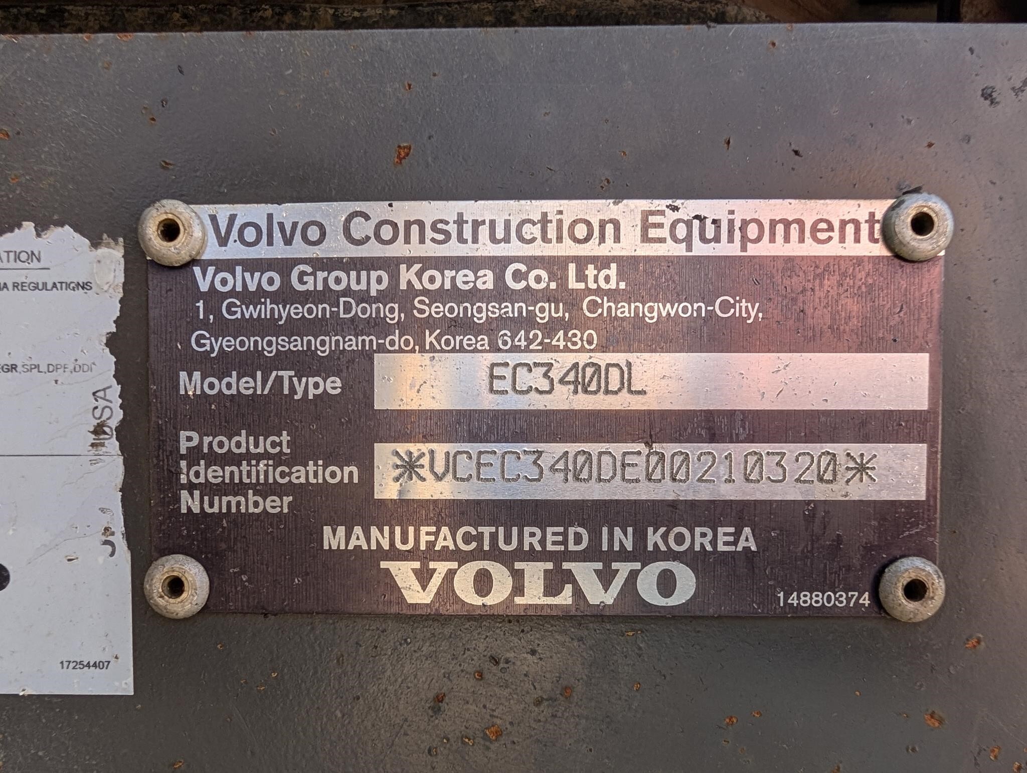 2013 Volvo EC340DL Excavator