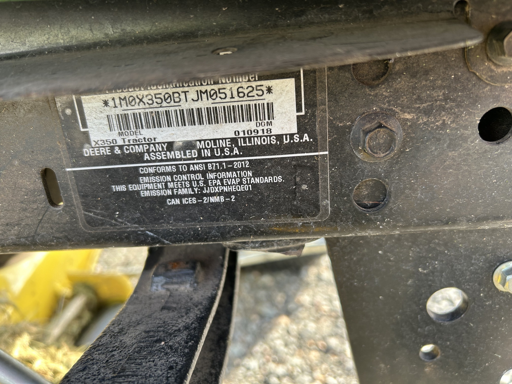 2018 John Deere X350 Lawn Mower