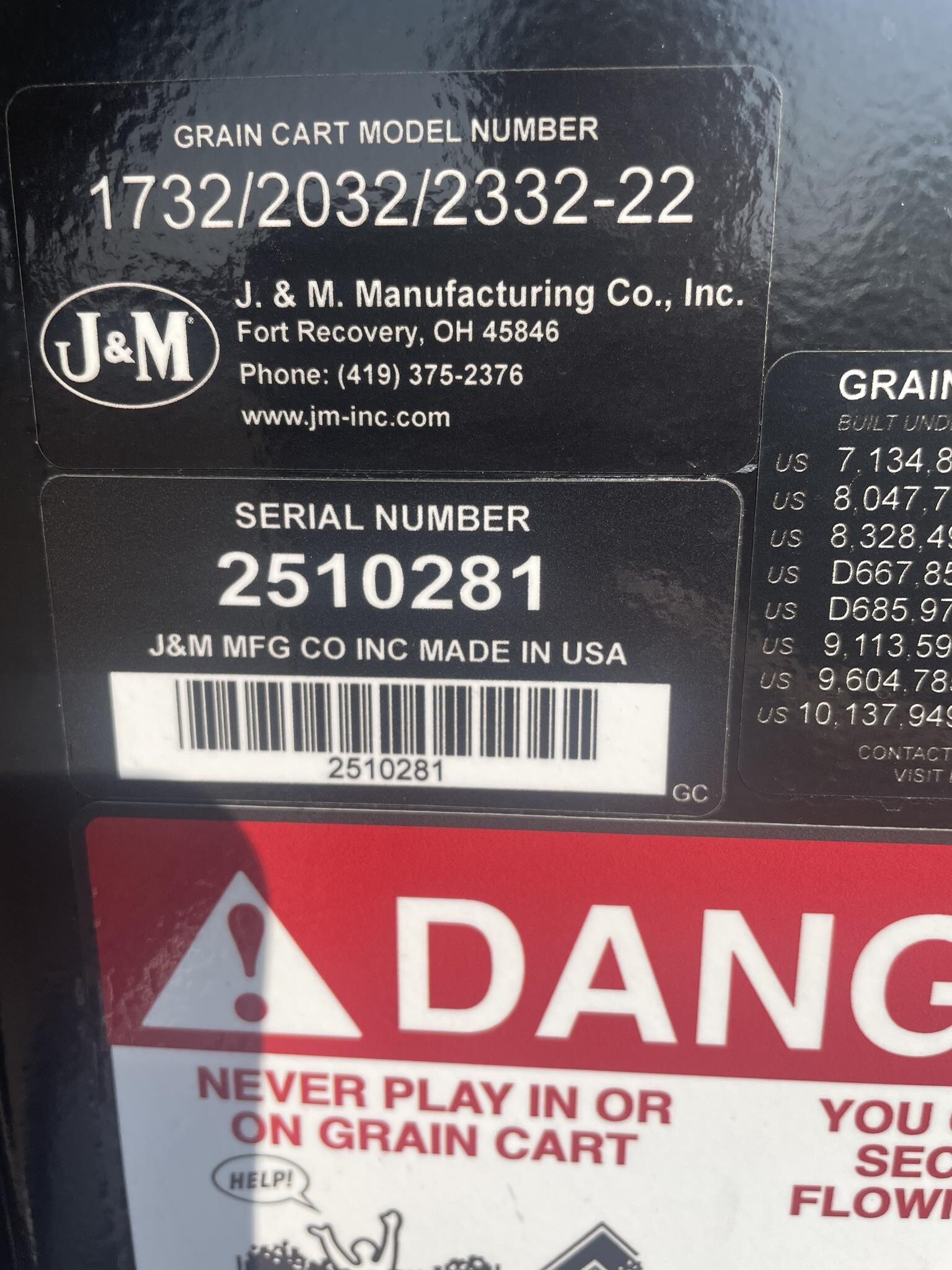 2025 J&M 2332 Grain Cart