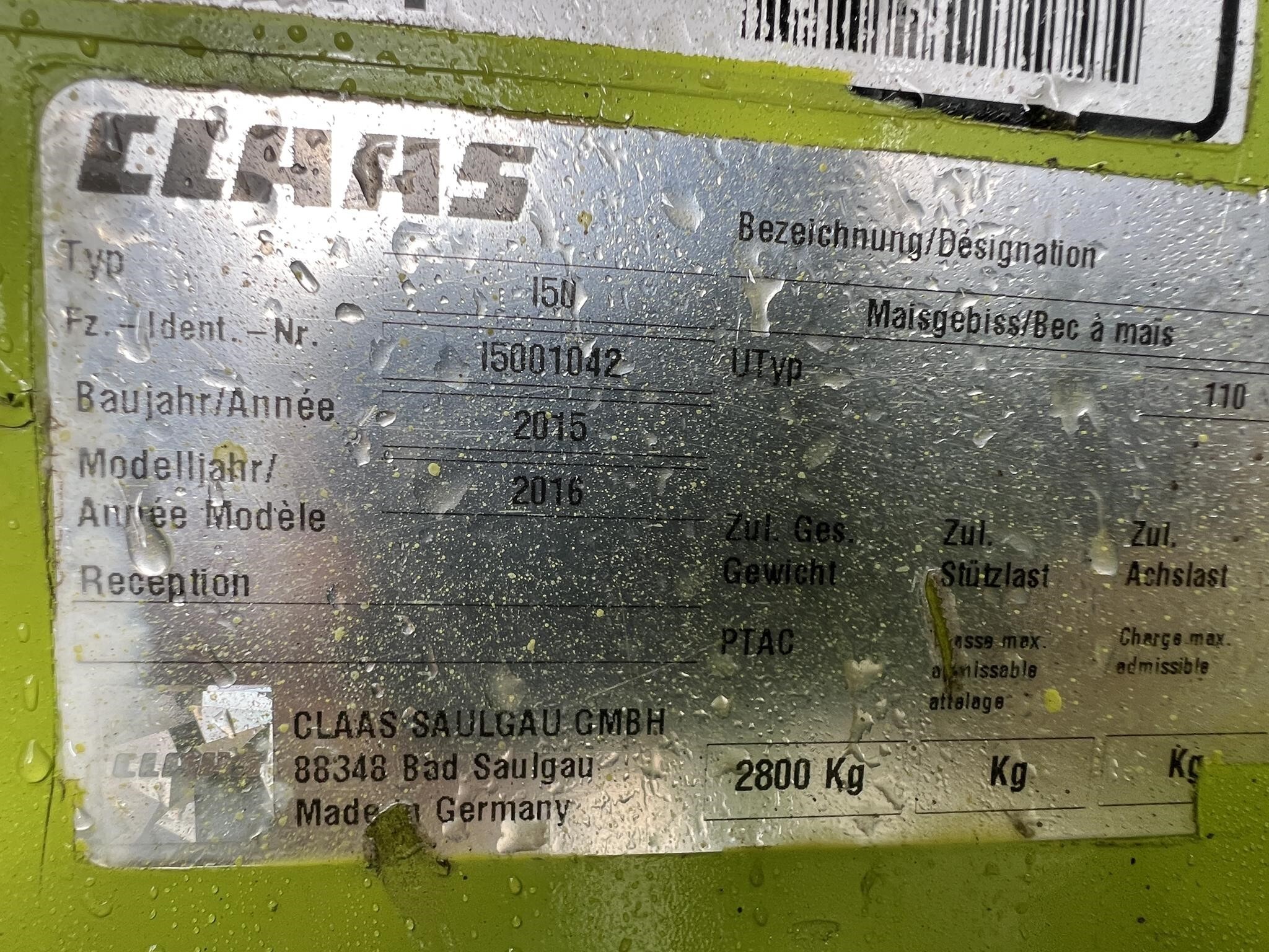 2016 Claas ORBIS 600 Forage Harvester Head