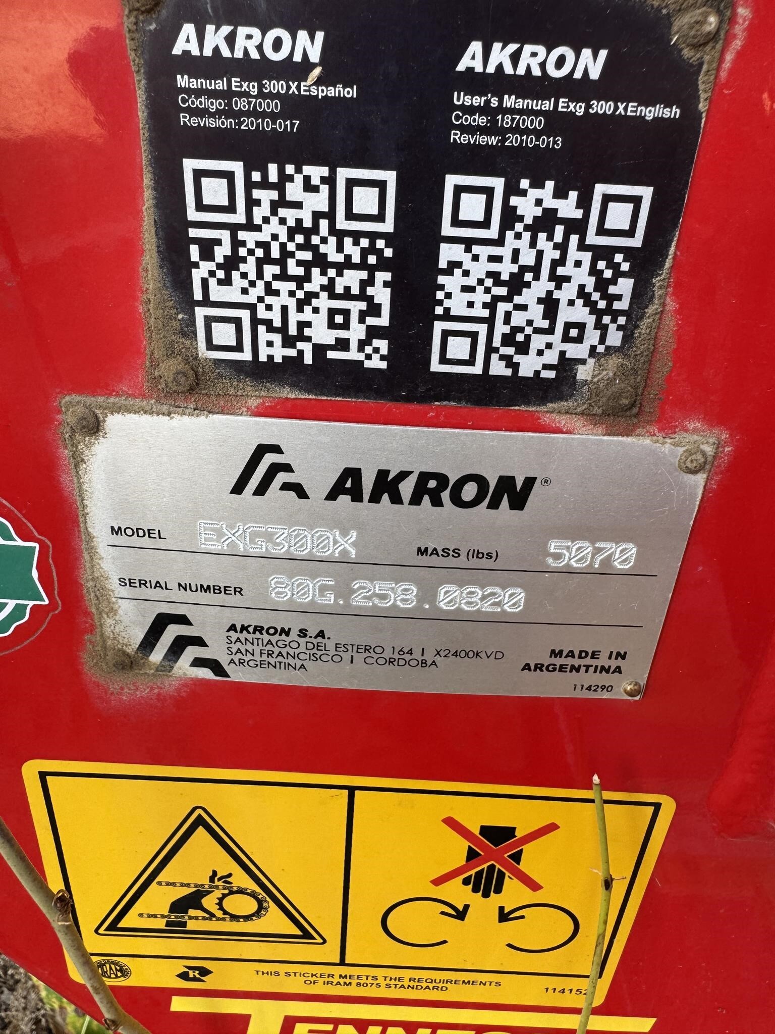  Akron EXG300X Grain Bag Unloader