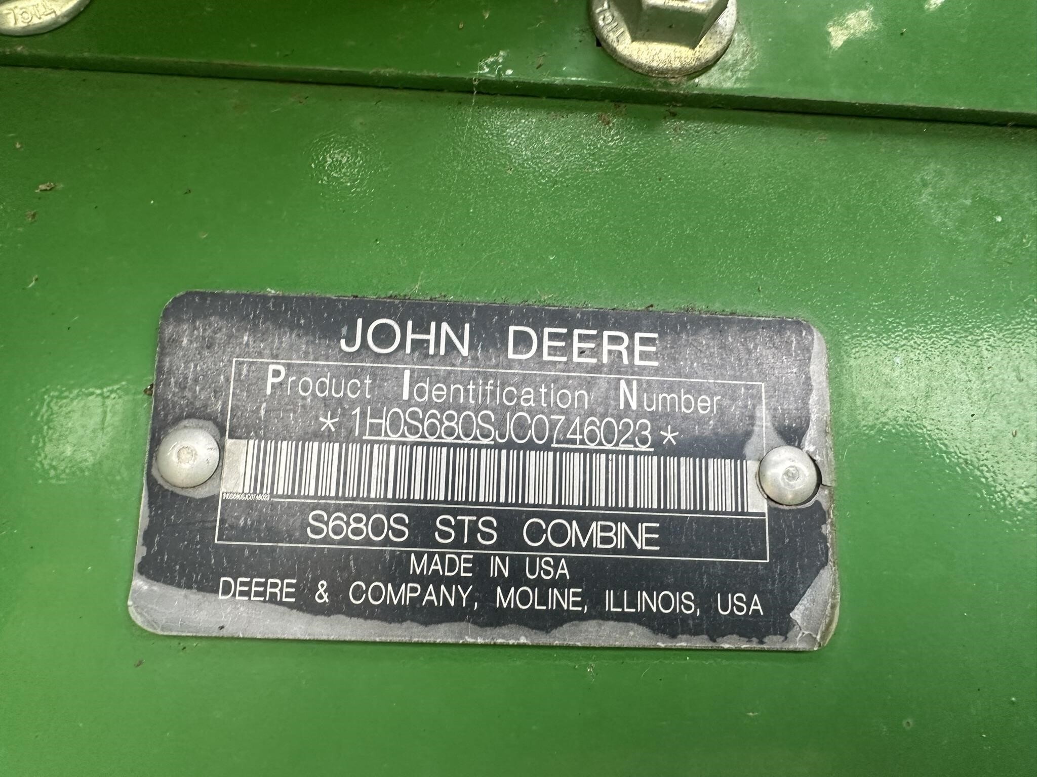 2012 John Deere S680 Combine