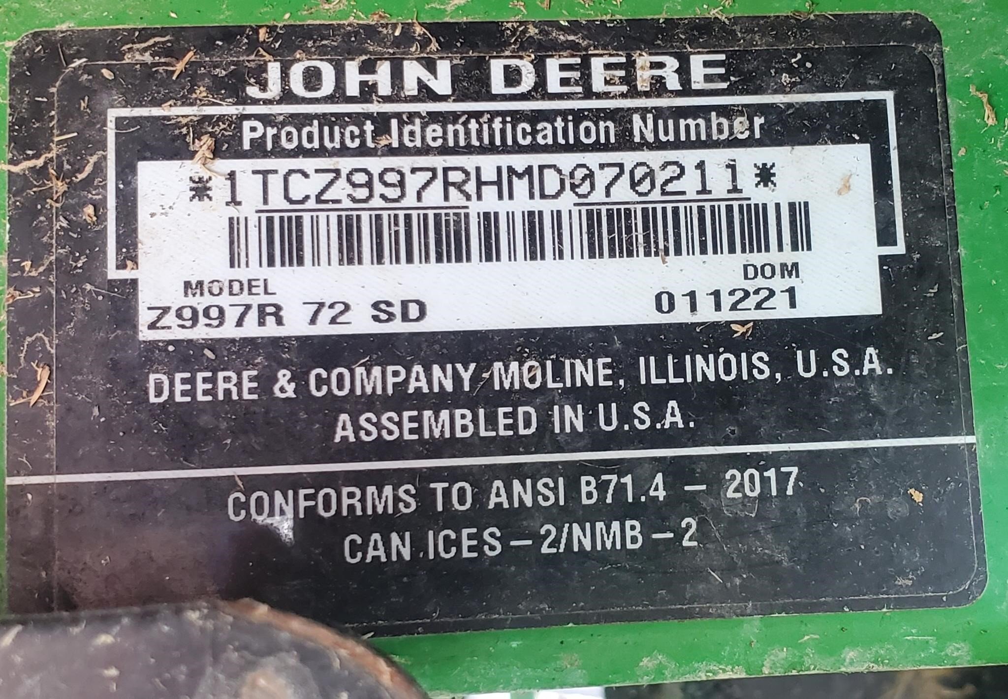  John Deere Z997R Lawn Mower