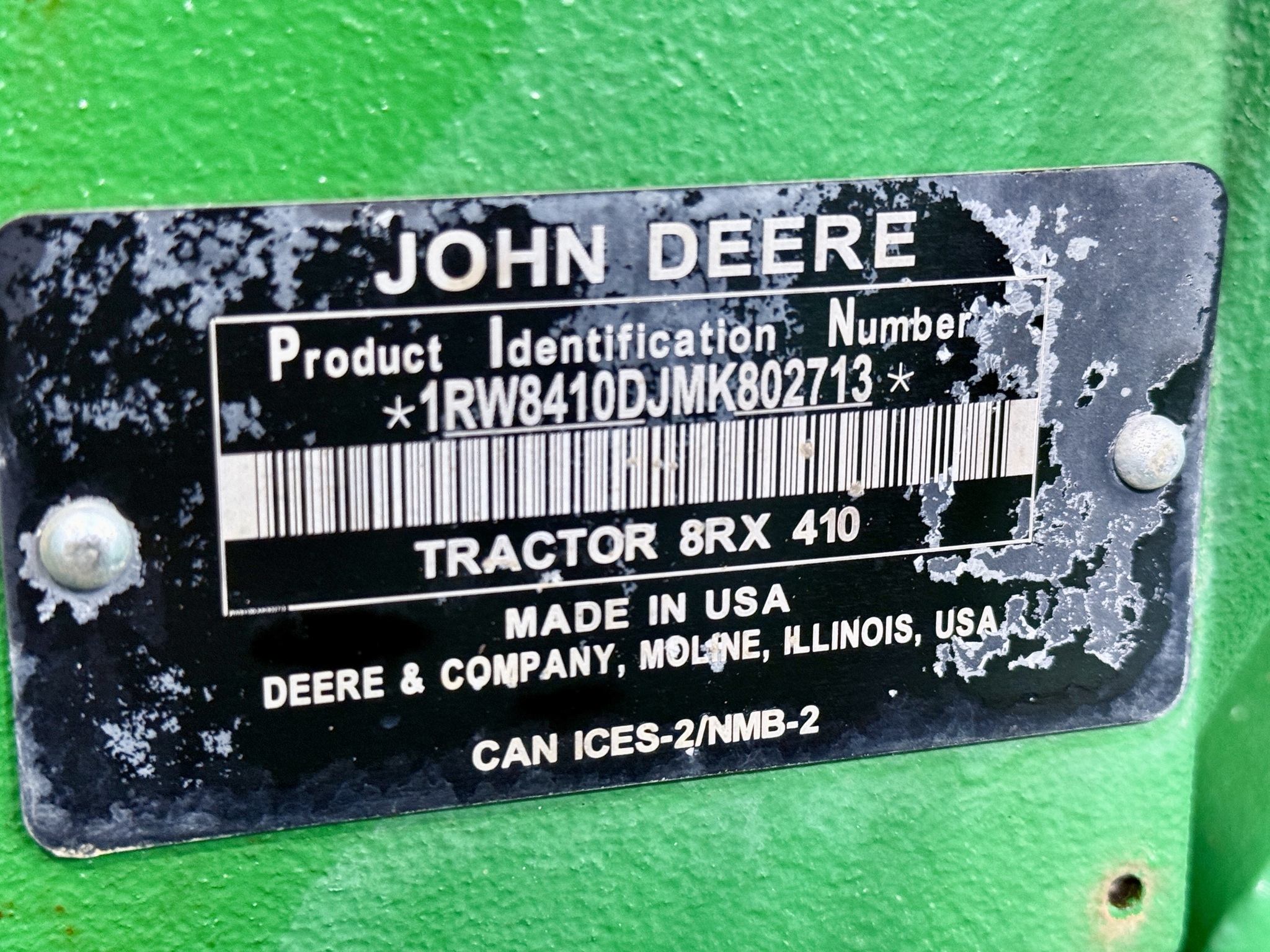 2021 John Deere 8RX 410 Tractor
