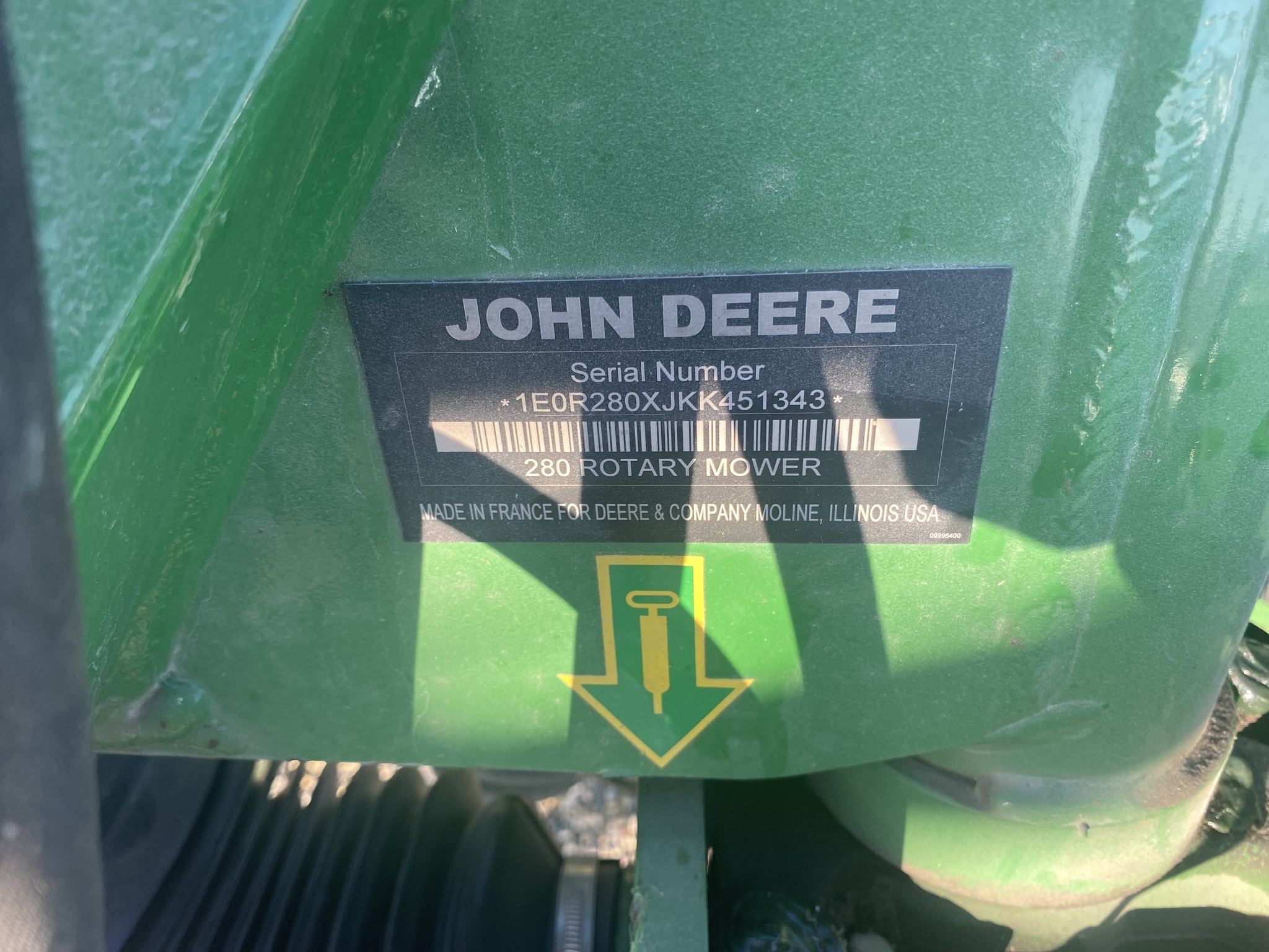 2019 John Deere R280 Disk Mower