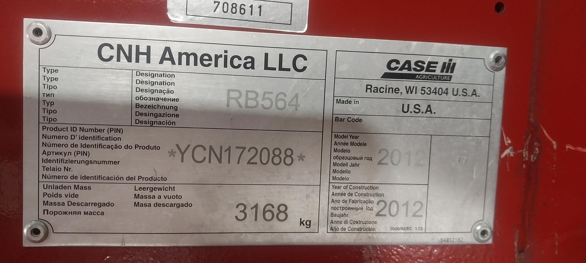 2012 Case IH RB564 Round Baler