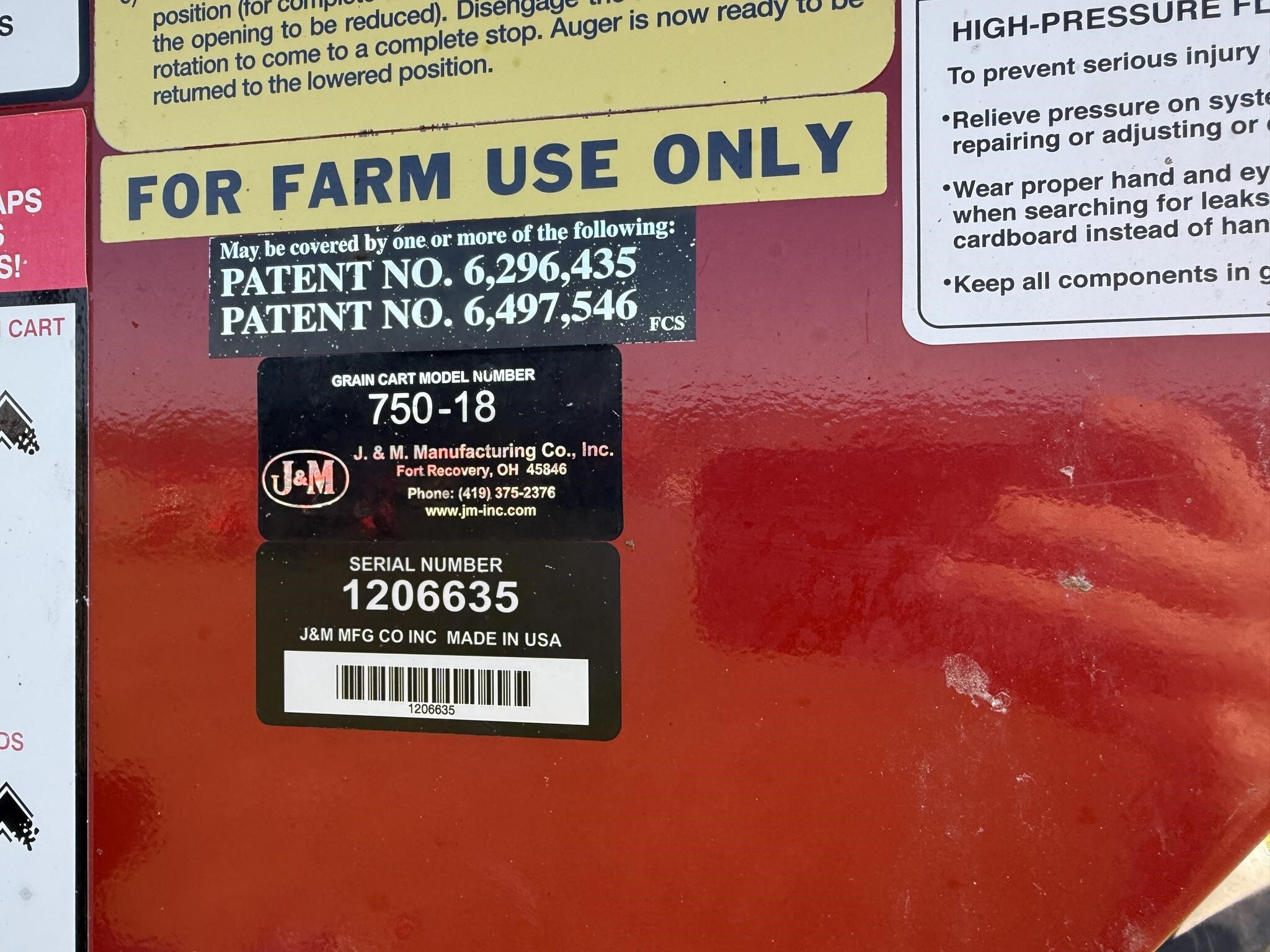  J&M 750-18 Grain Cart