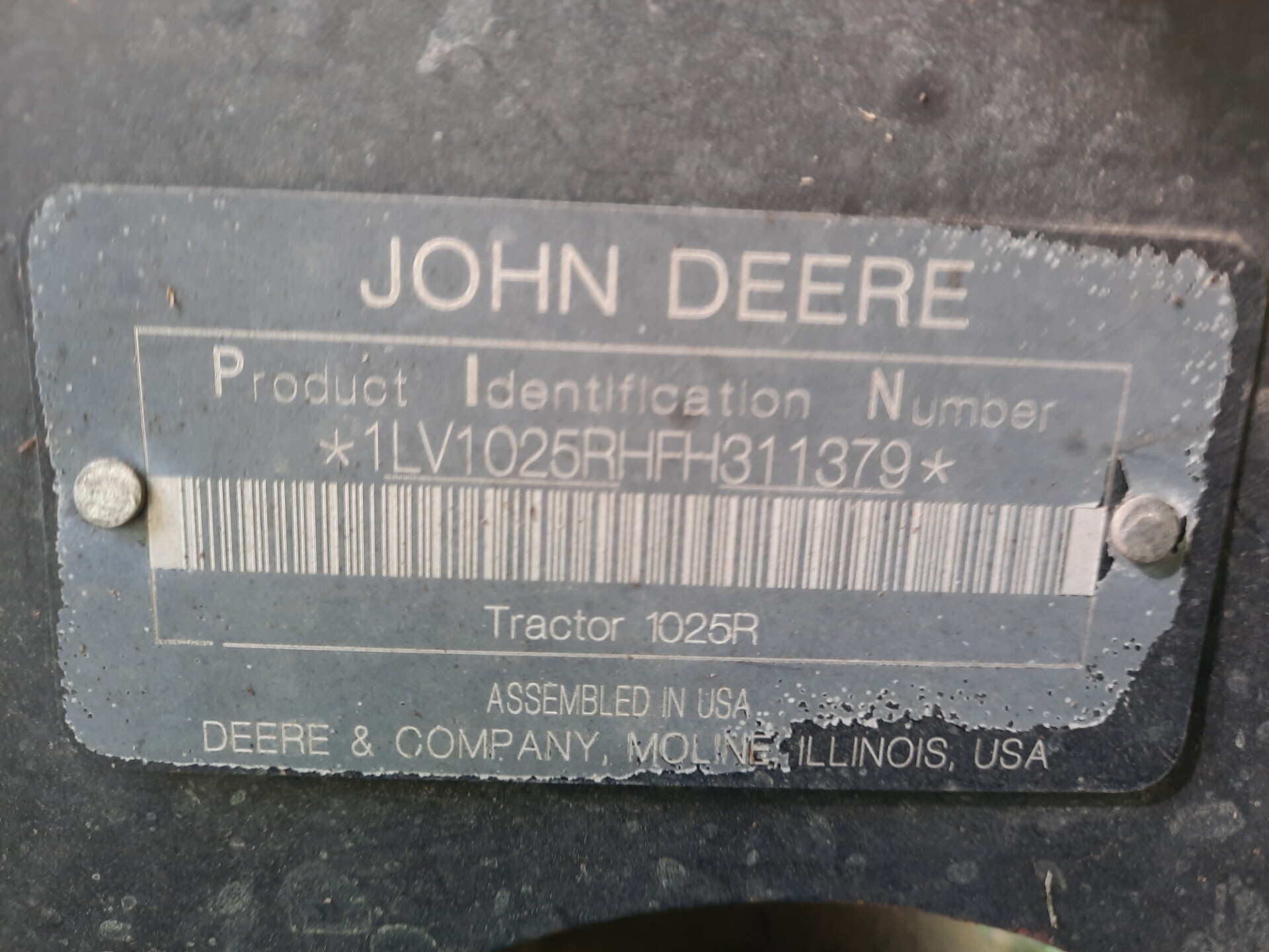 2015 John Deere 1025R Tractor