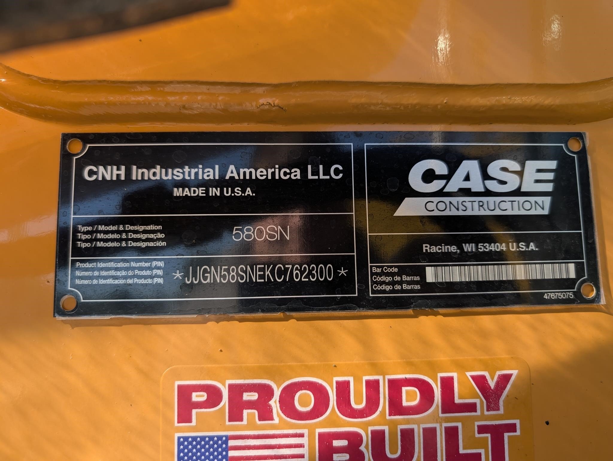 2019 Case 580SN Backhoe