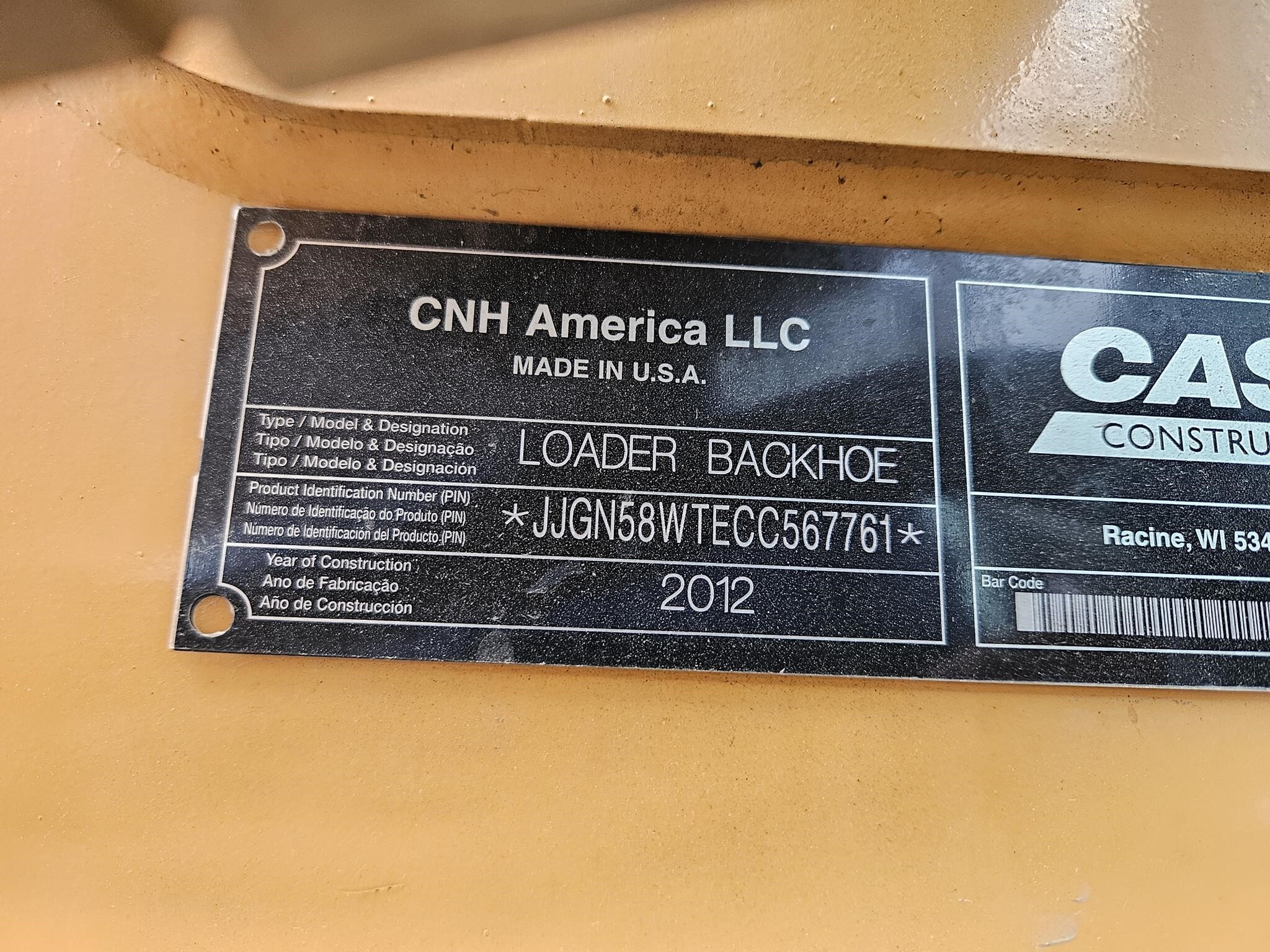 2012 Case 580SN Backhoe