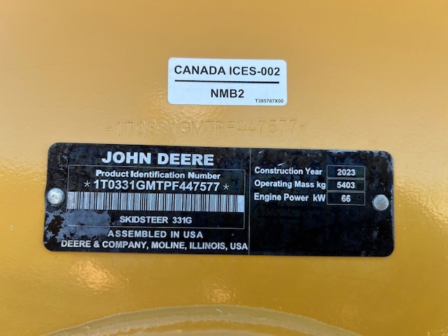 2023 Deere 331G Skid Steer