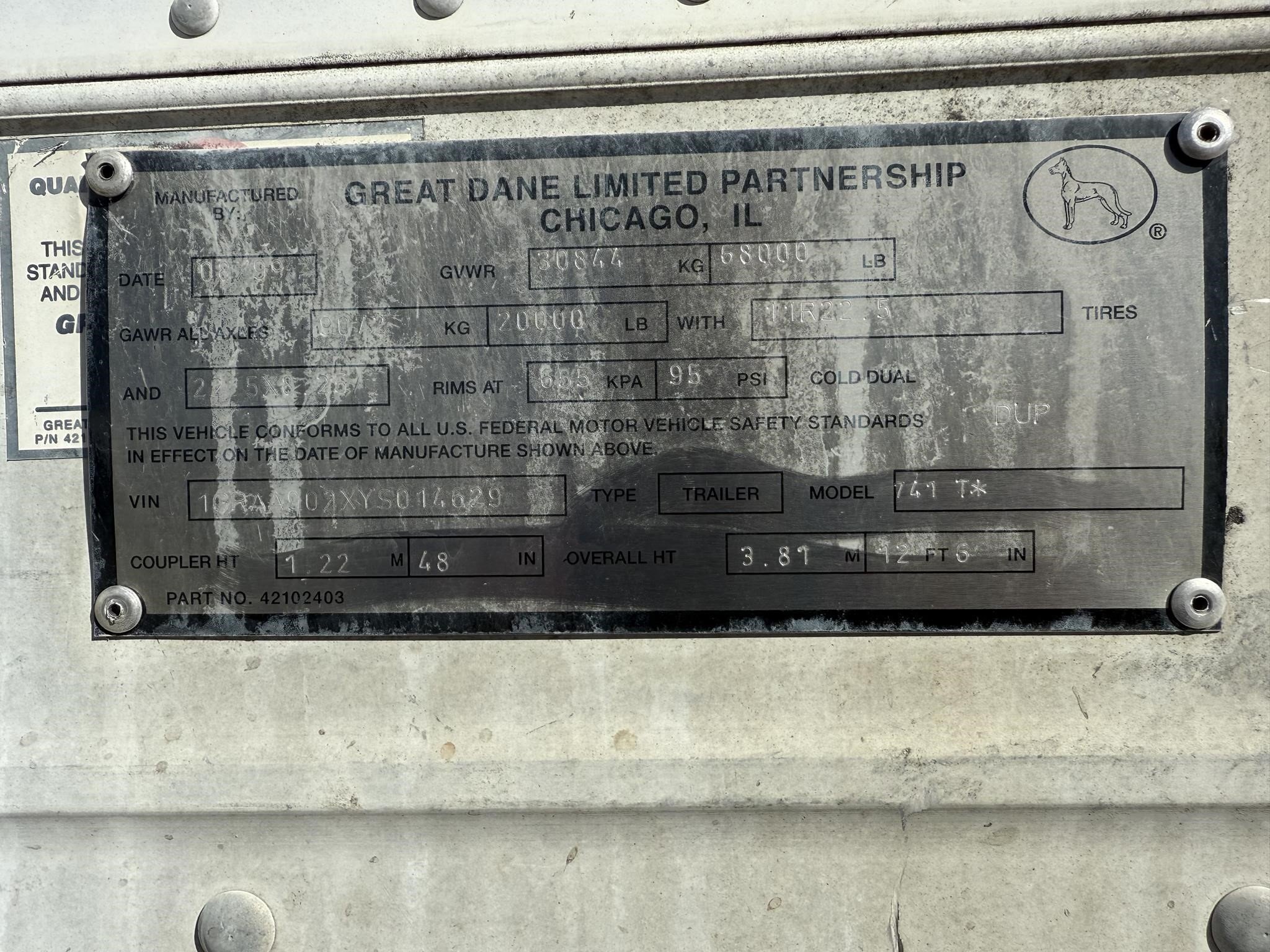 2000 Great Dane 45 FT VAN Box Trucks/Trailer