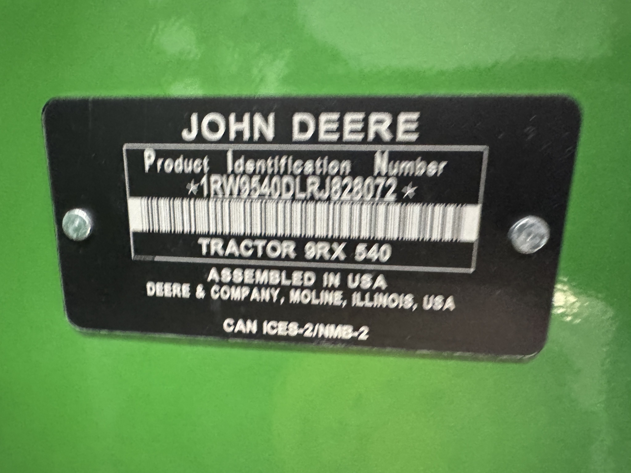 2025 John Deere 9RX 540 Tractor