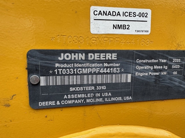 2023 Deere 331G Skid Steer