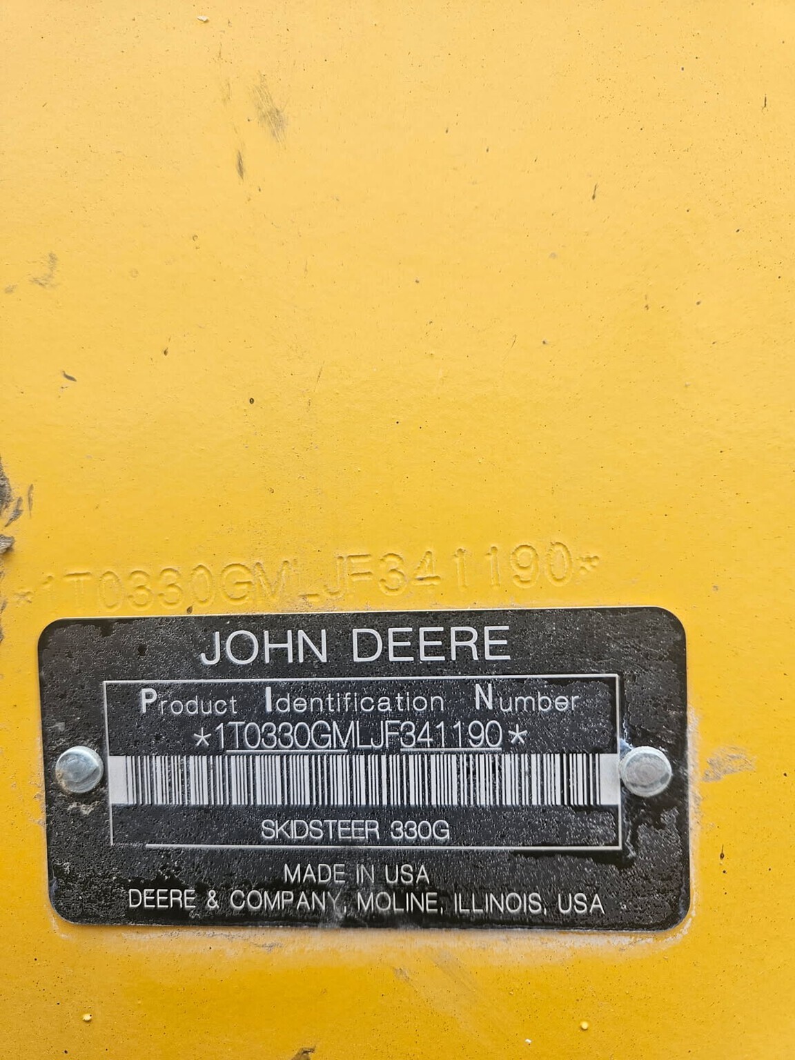 2018 Deere 330G Skid Steer