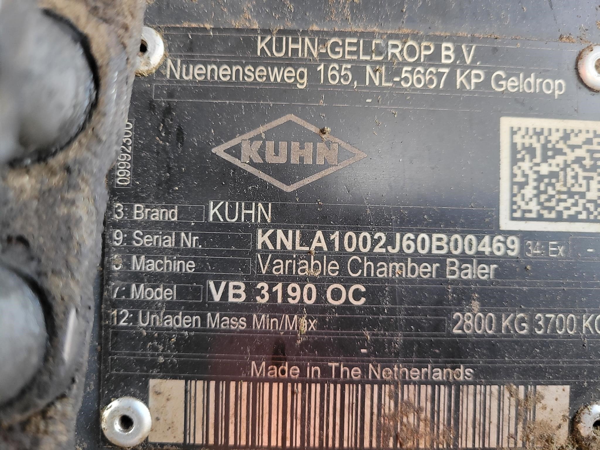 2019 Kuhn VB3190 Round Baler