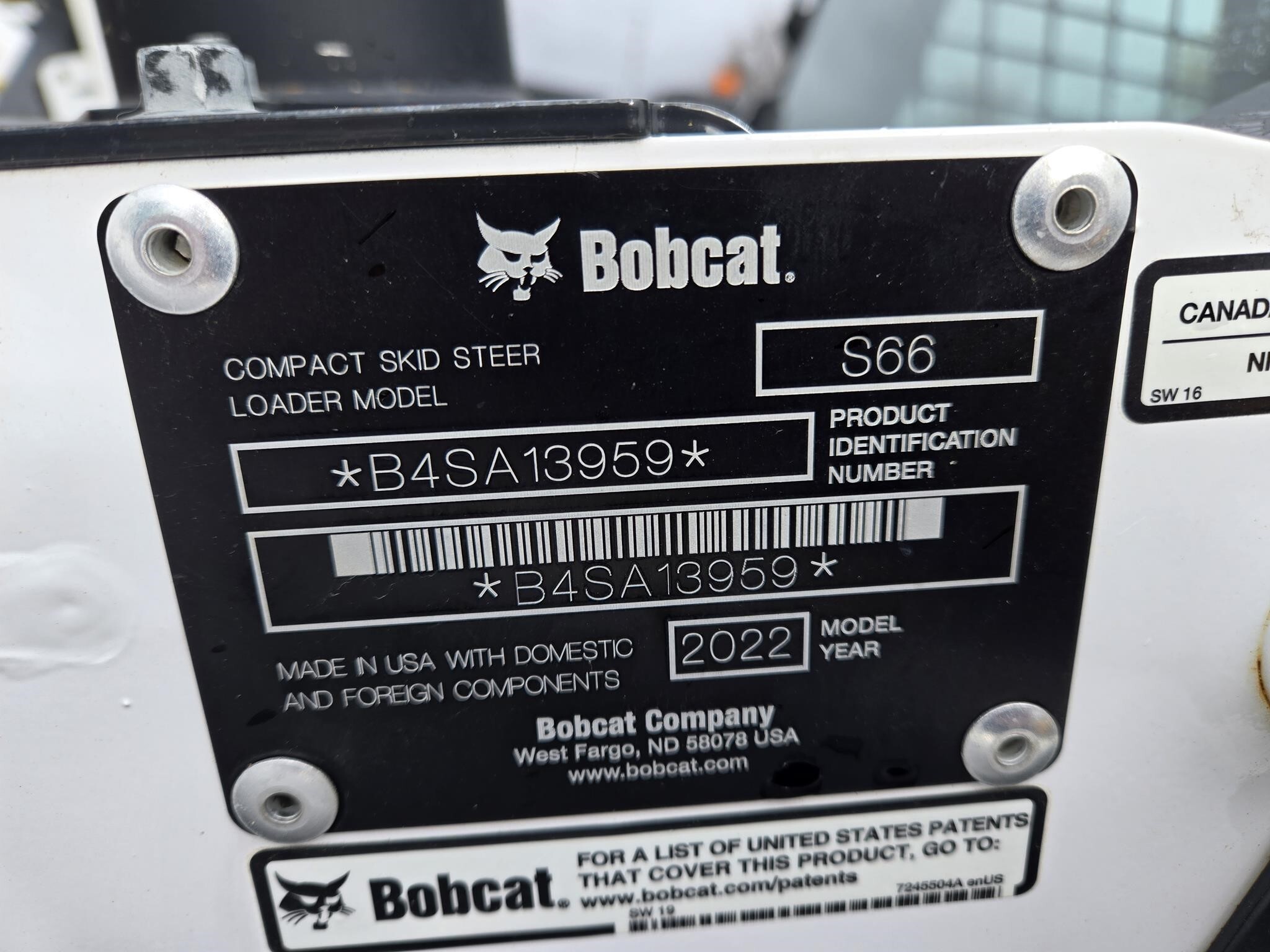 2022 Bobcat S66 Skid Steer