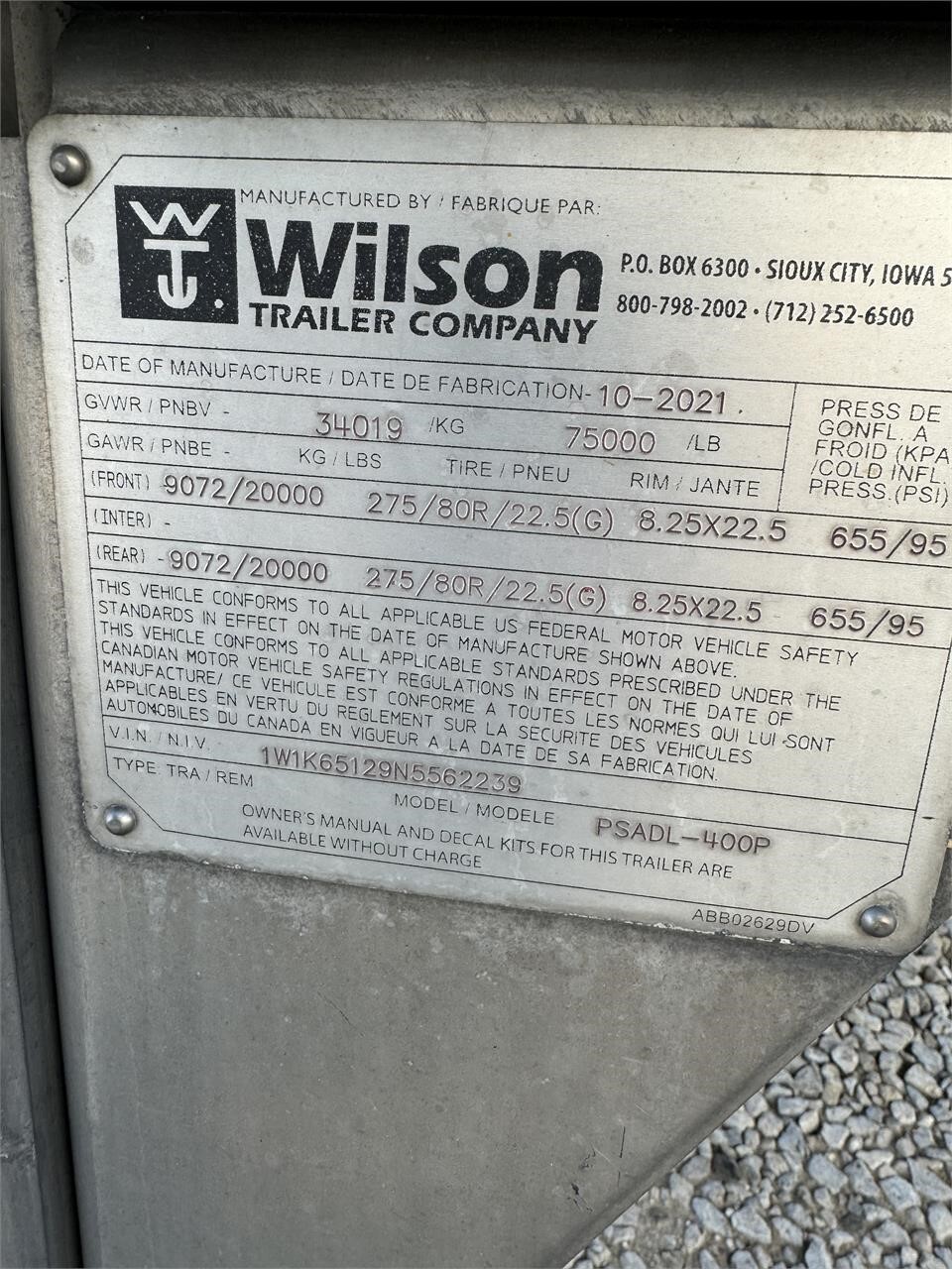 2022 Wilson PSADL-400P Livestock Trailer