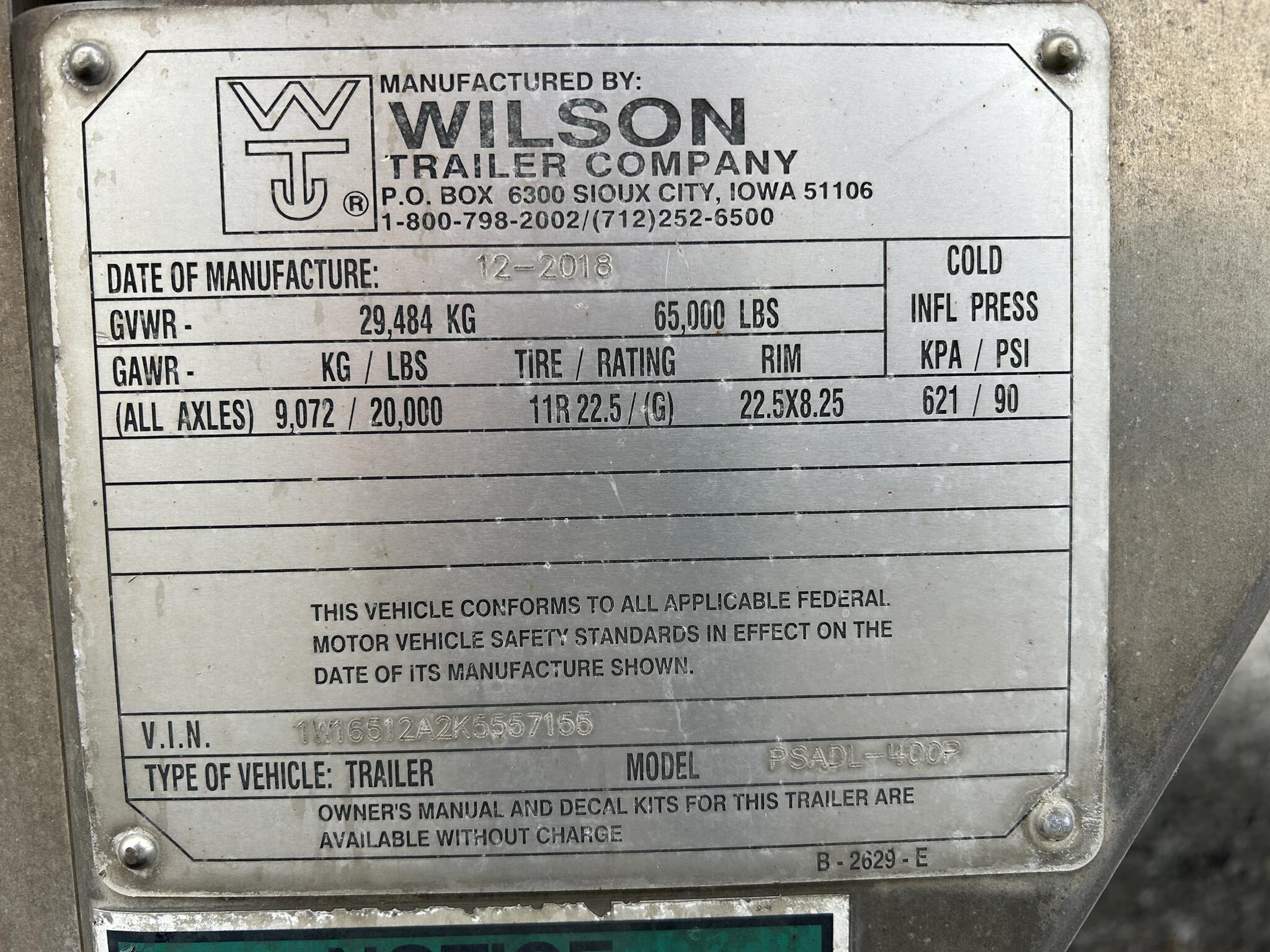 2019 Wilson PSADL-400P Livestock Trailer