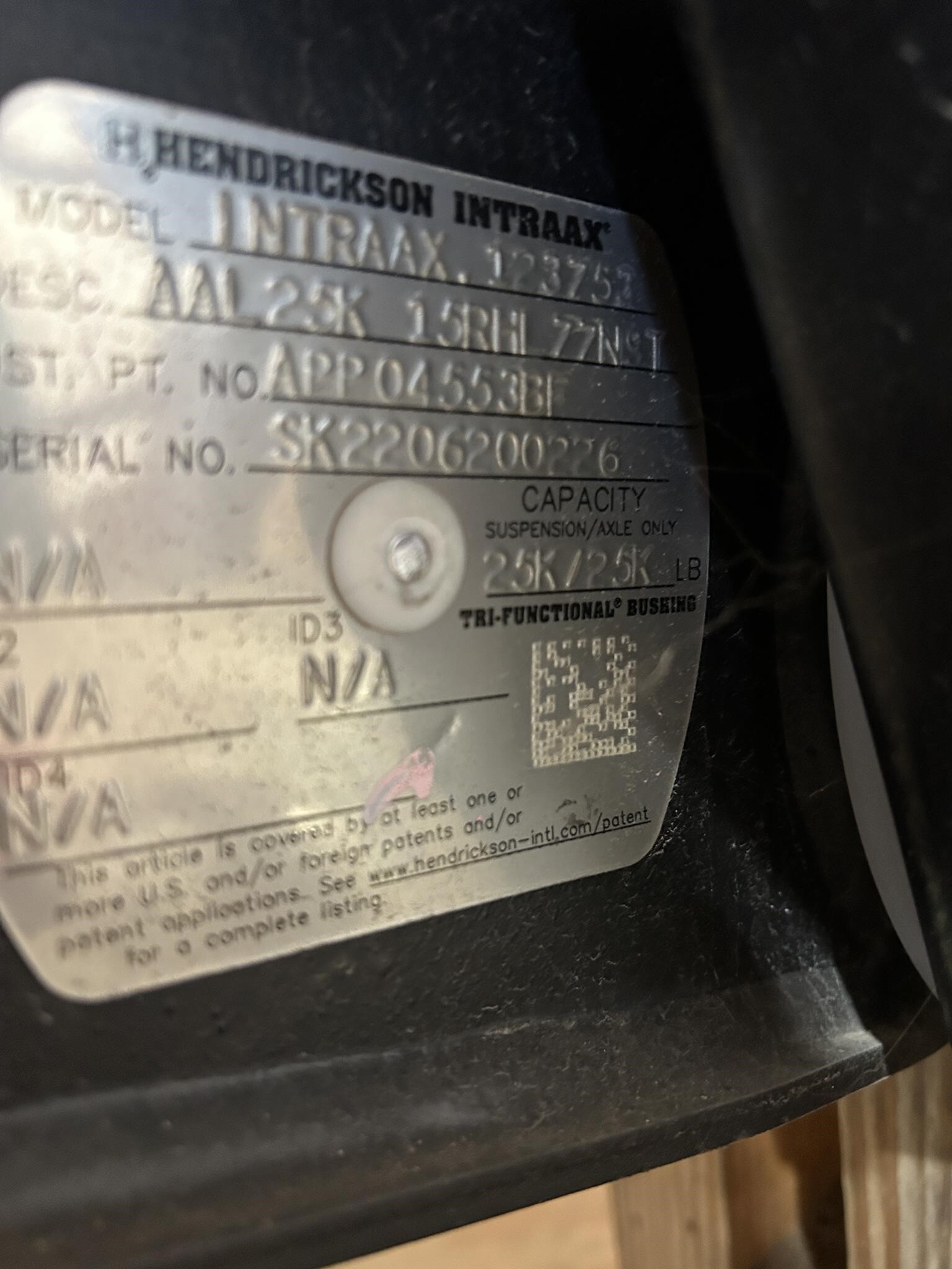 2024 Hendrickson INTRAAX.123753 AAL25K 15"RH 77N:W: Miscellaneous