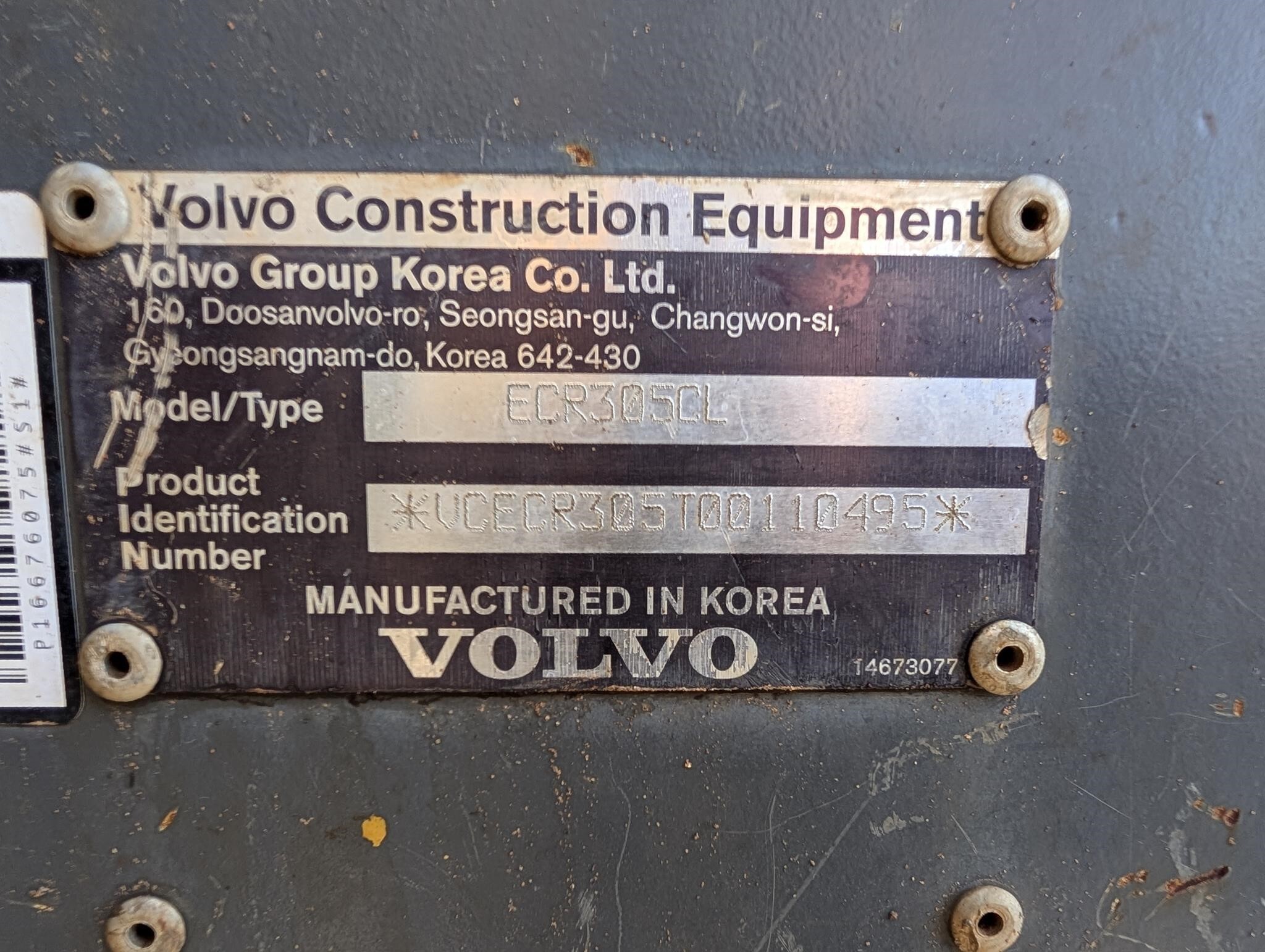 2015 Volvo ECR305CL Excavator