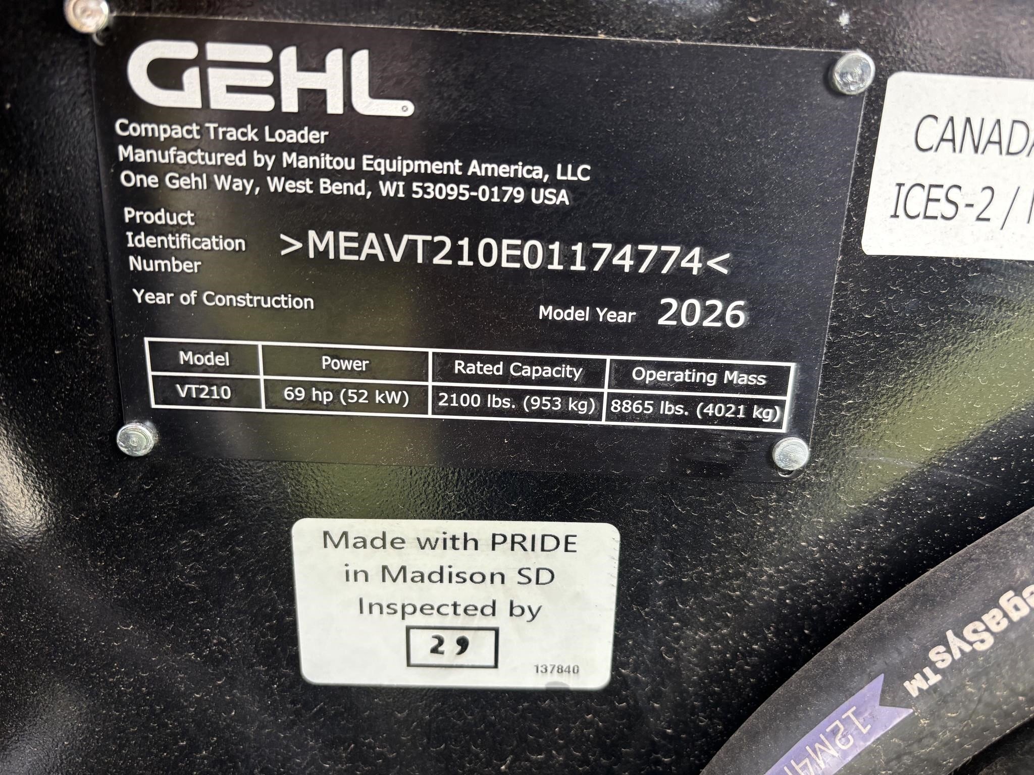 2025 Gehl VT210 Skid Steer