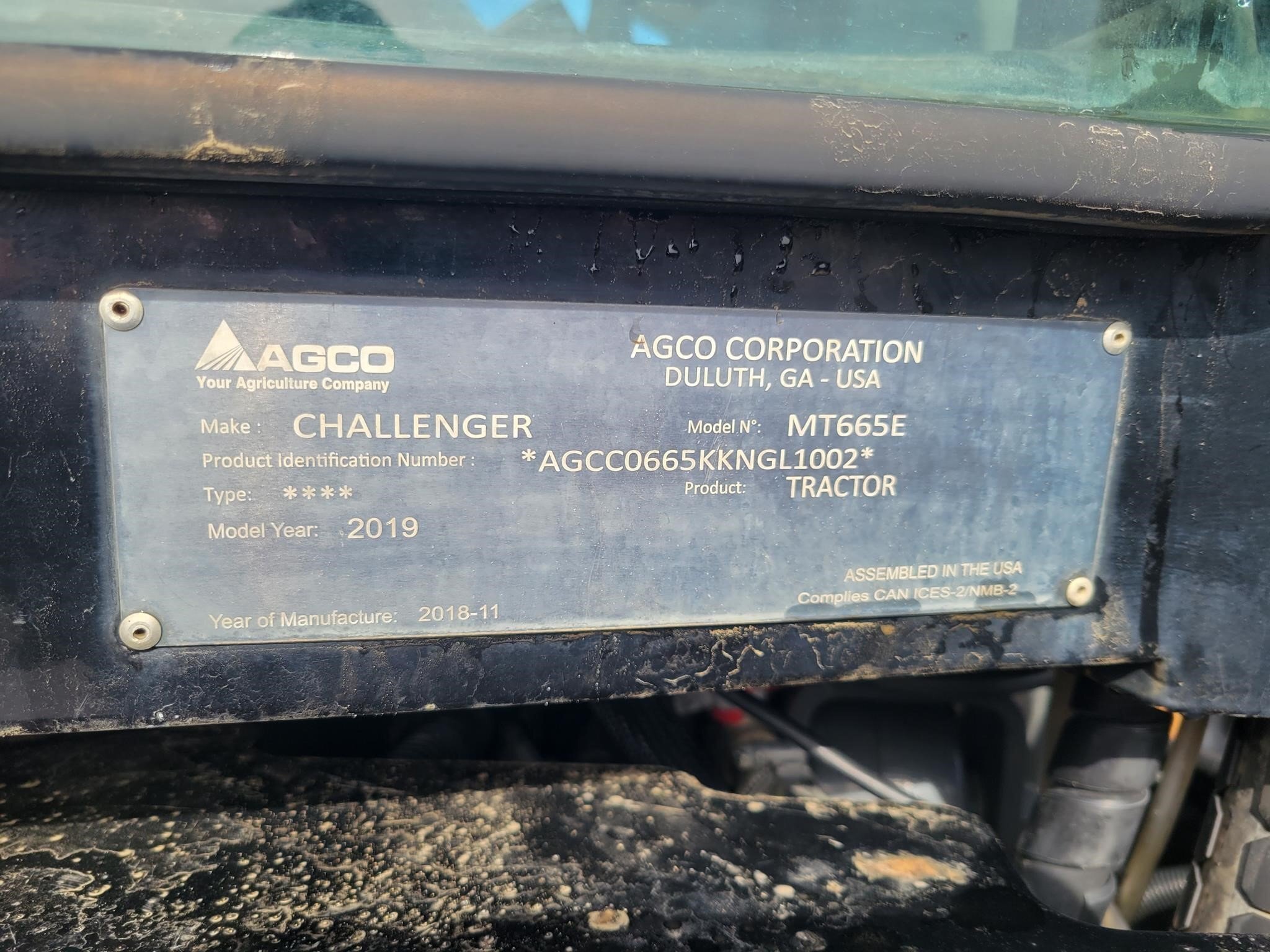 2019 Challenger MT665E Tractor