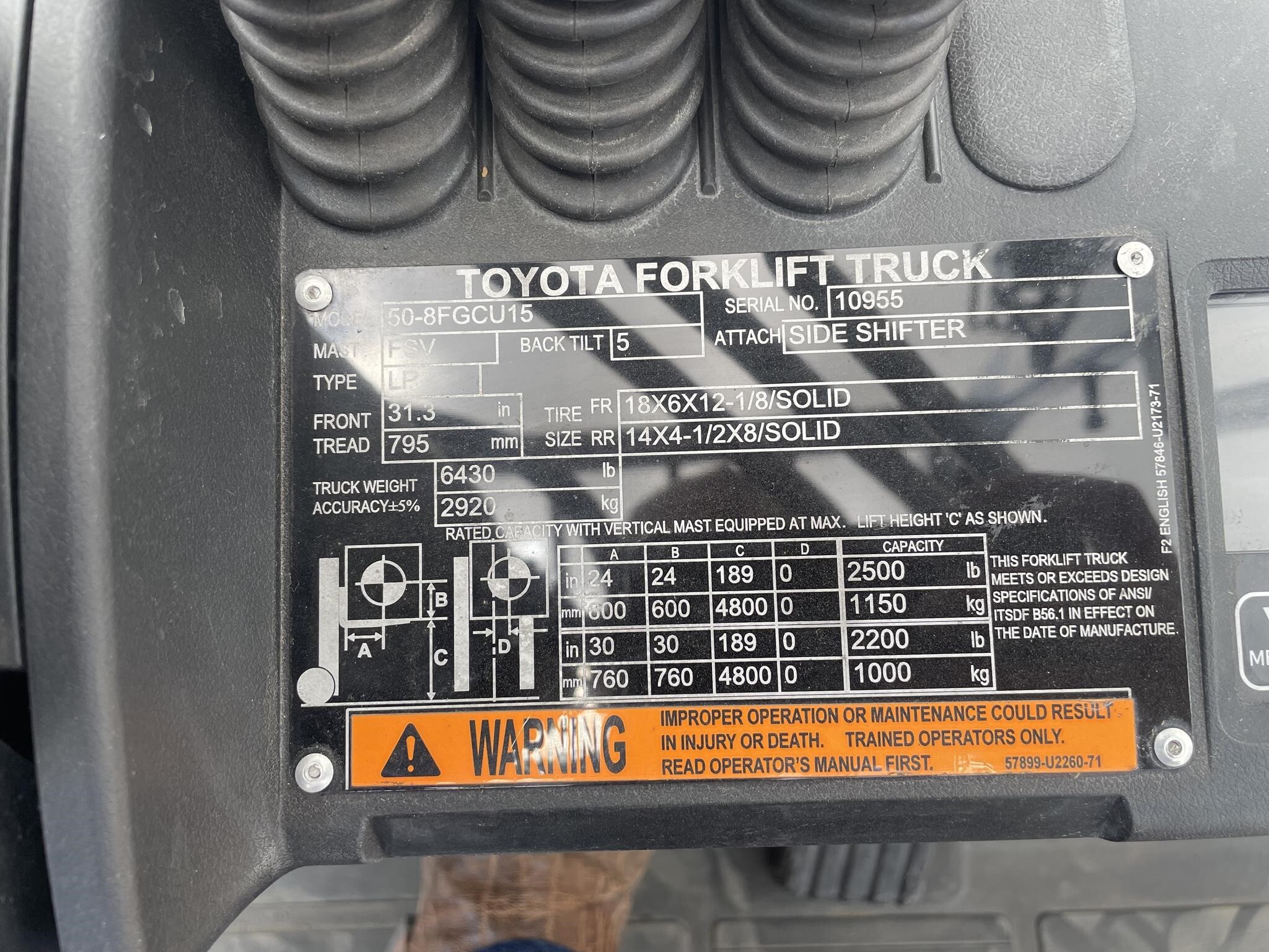 2023 Toyota 8FGU15 Forklift