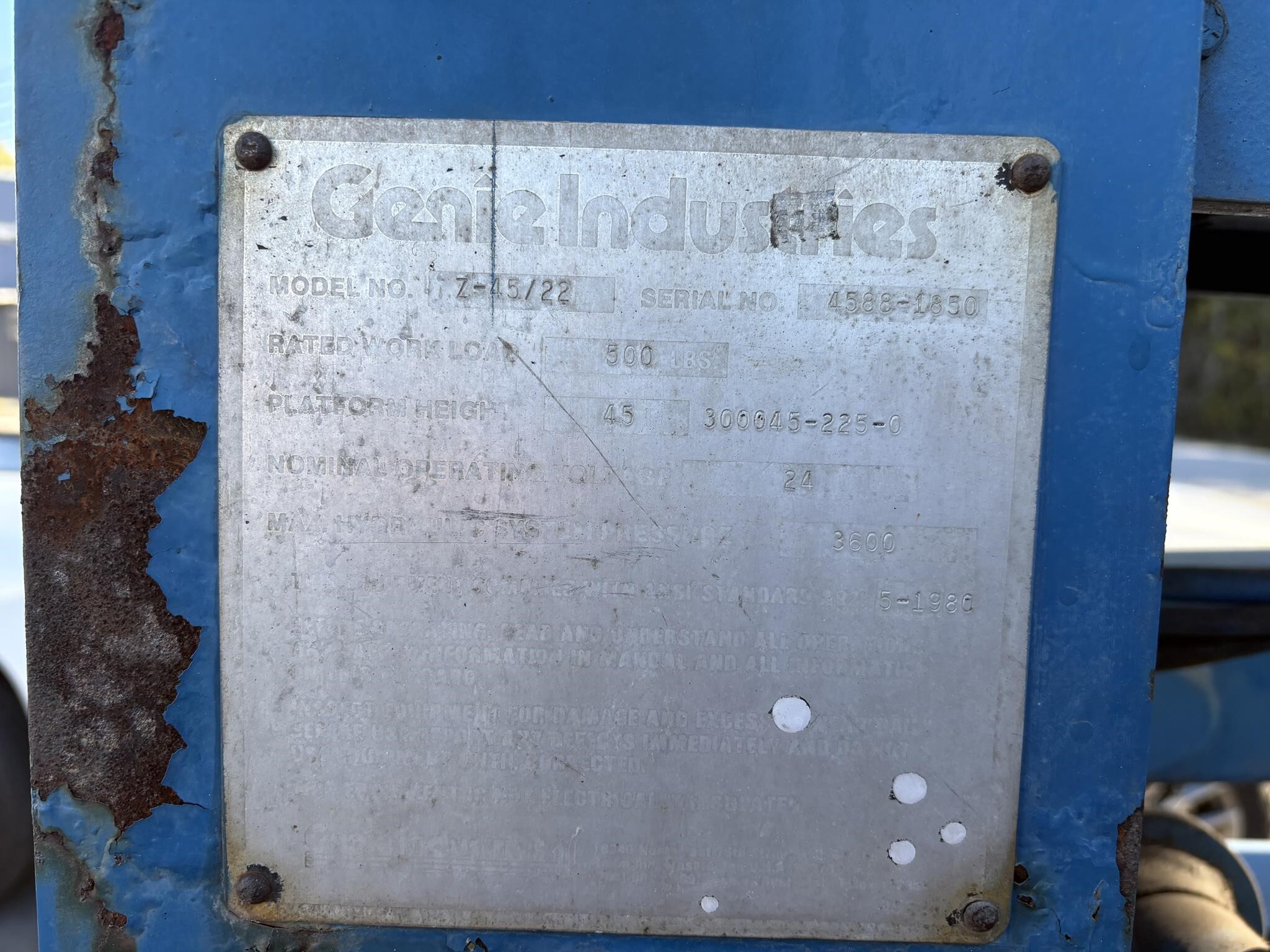 1980 Genie Z45/22 Miscellaneous