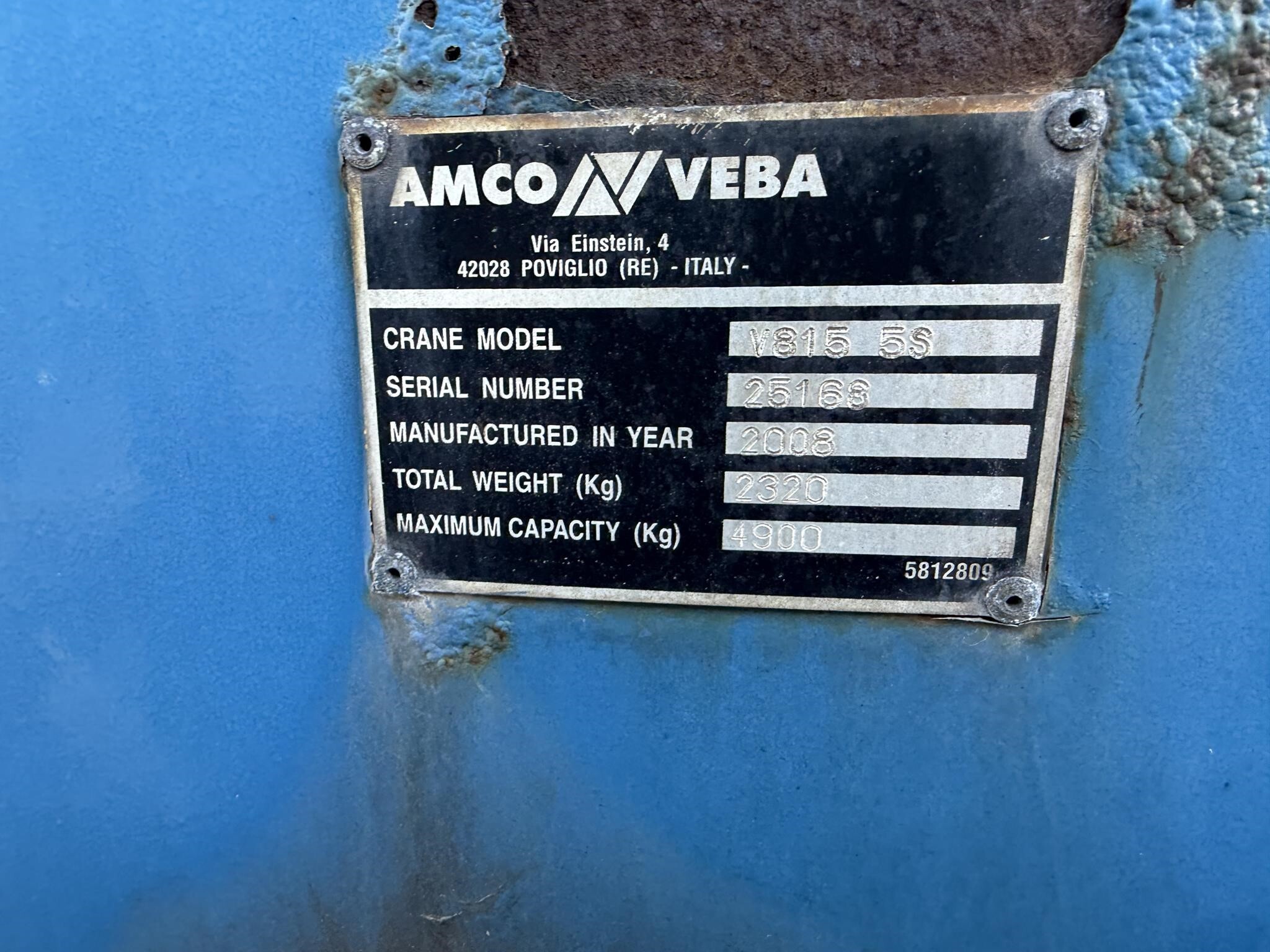 2011 AMCO VEBA 815-5S Crane