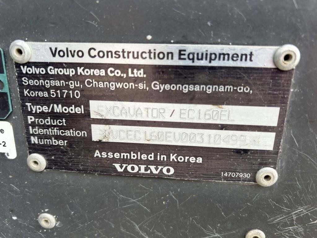 2019 Volvo EC160EL Excavator