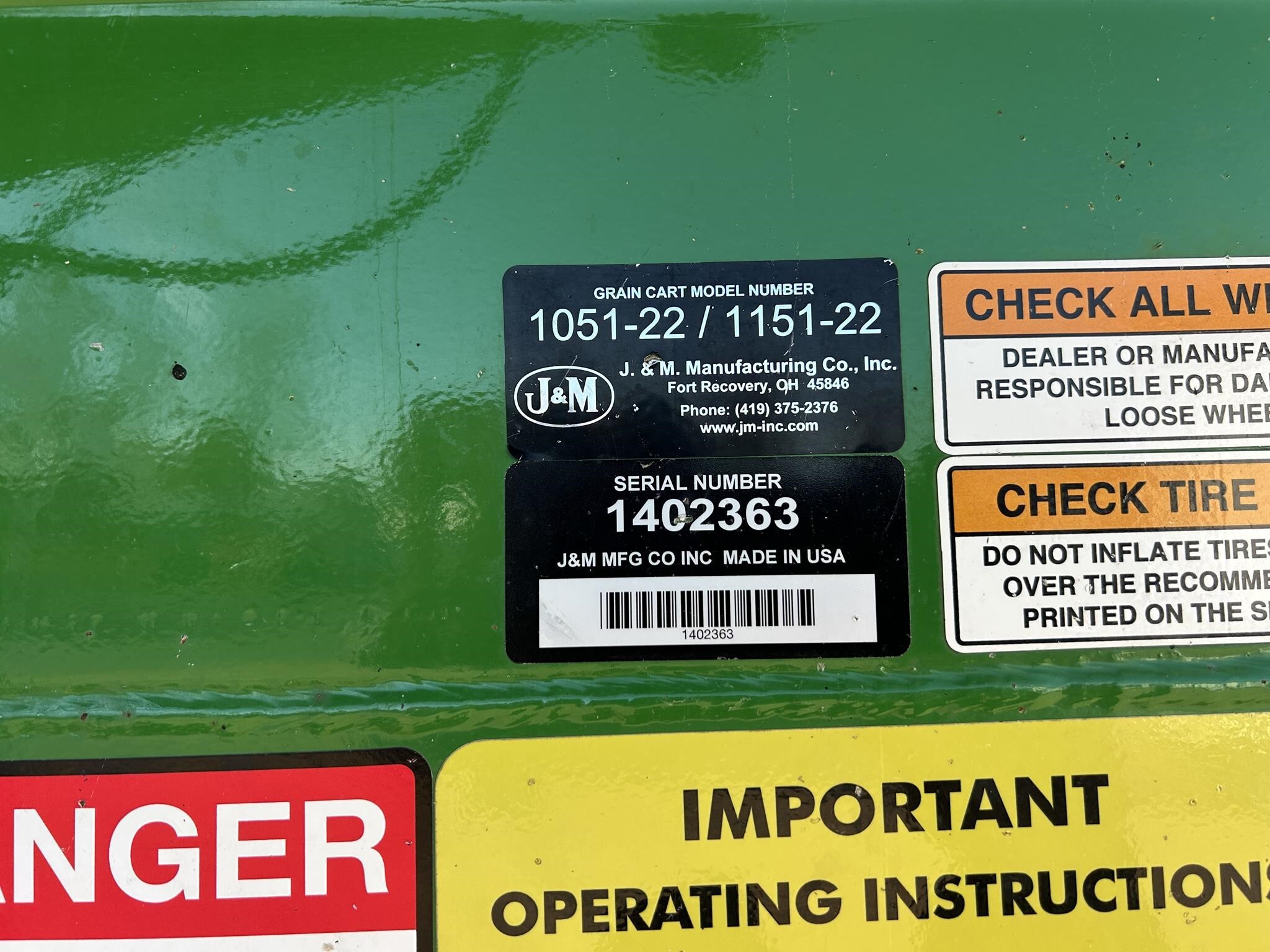 2014 J&M 1151-22 Grain Cart