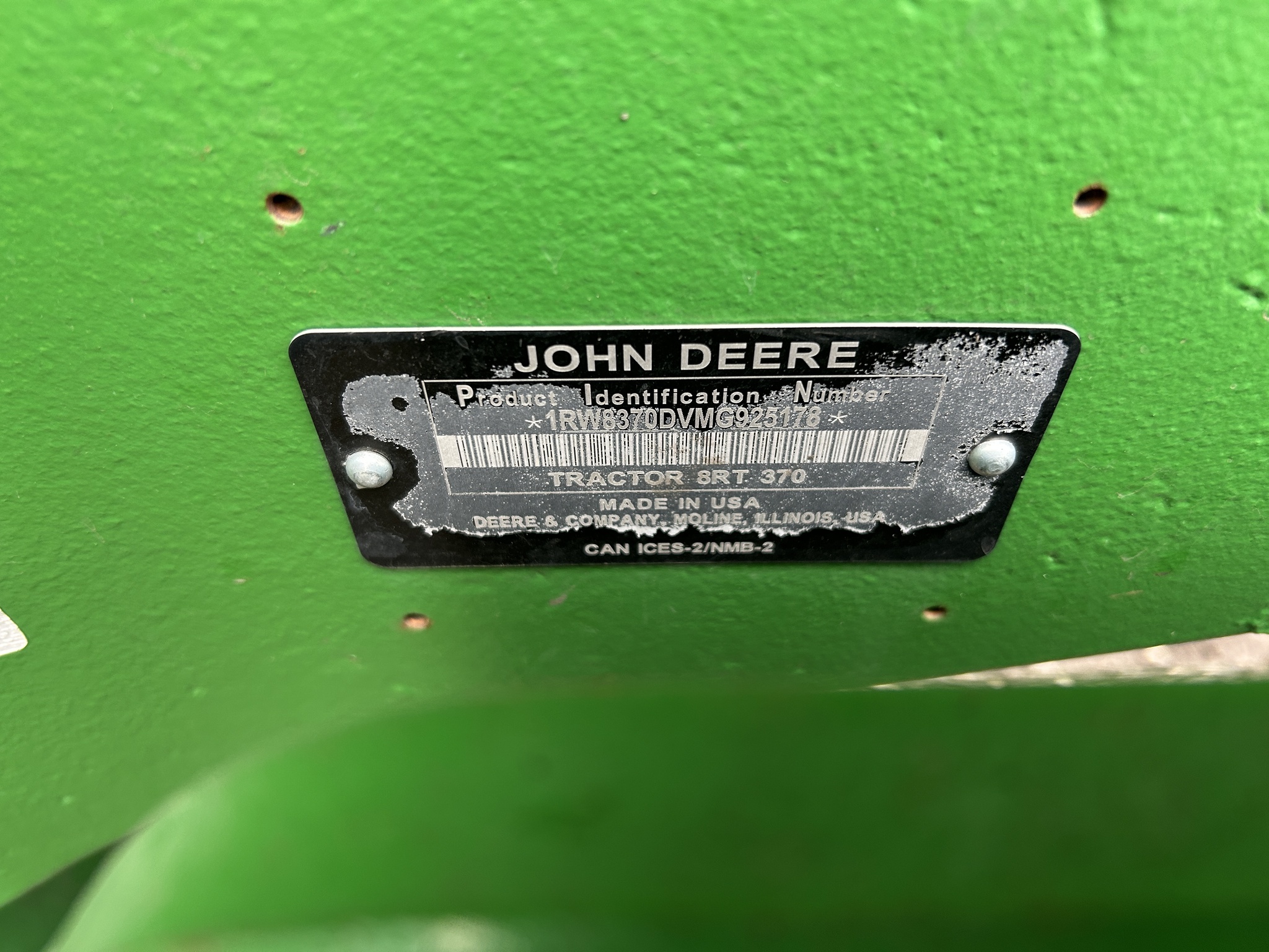 2021 John Deere 8RT 370 Tractor