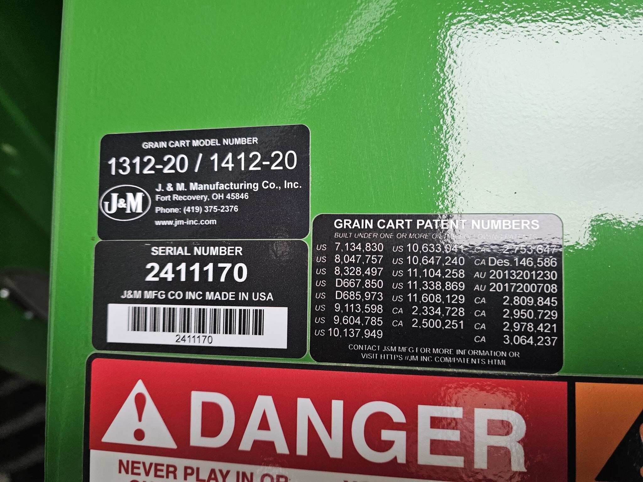 J&M 1312-20S Grain Cart