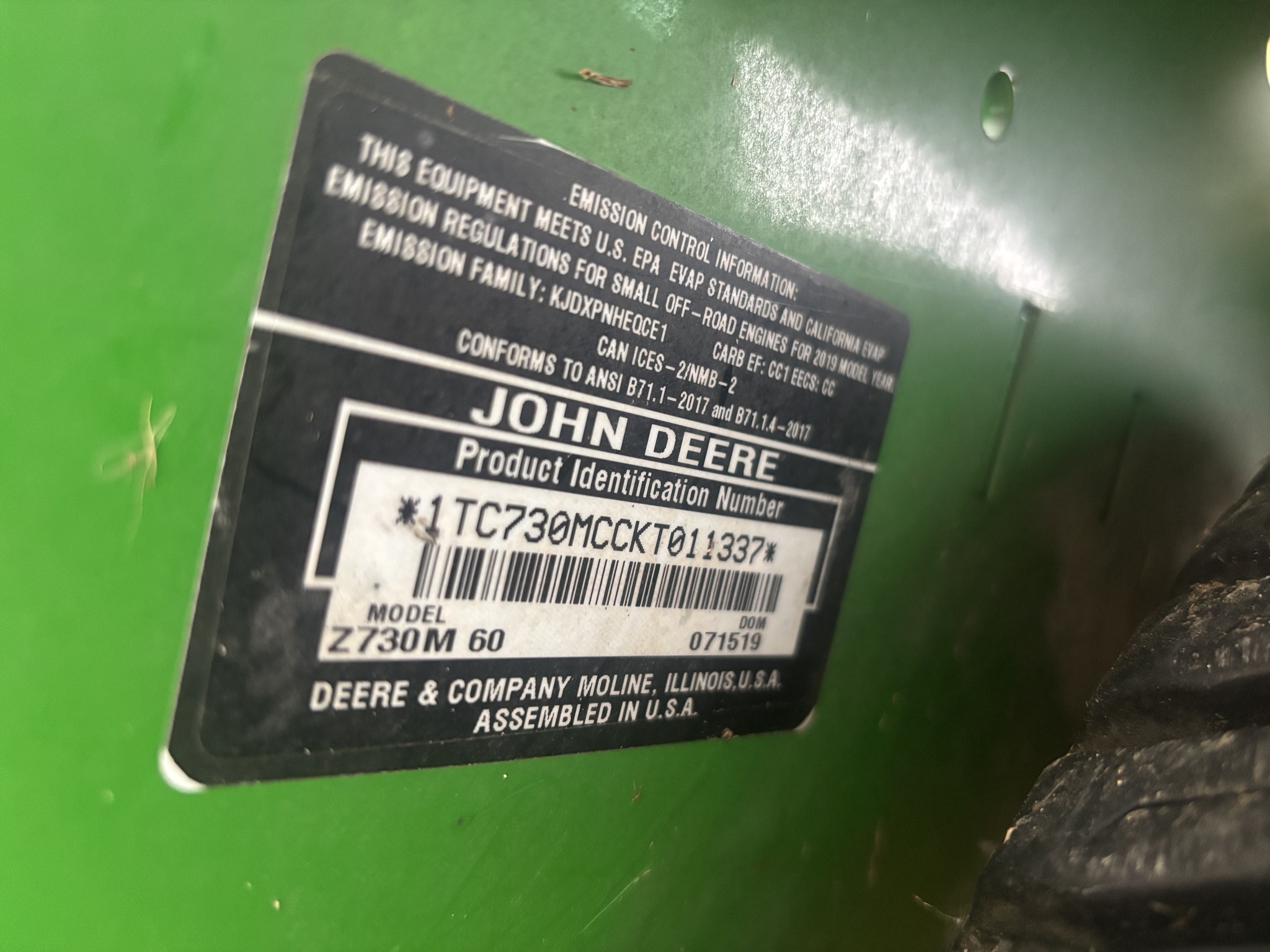 2019 John Deere Z730M Lawn Mower