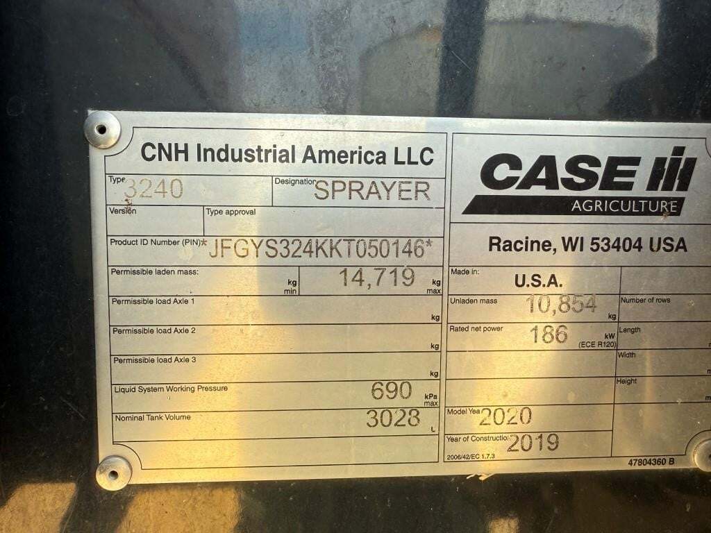2020 Case IH Patriot 3240 Self-Propelled Sprayer