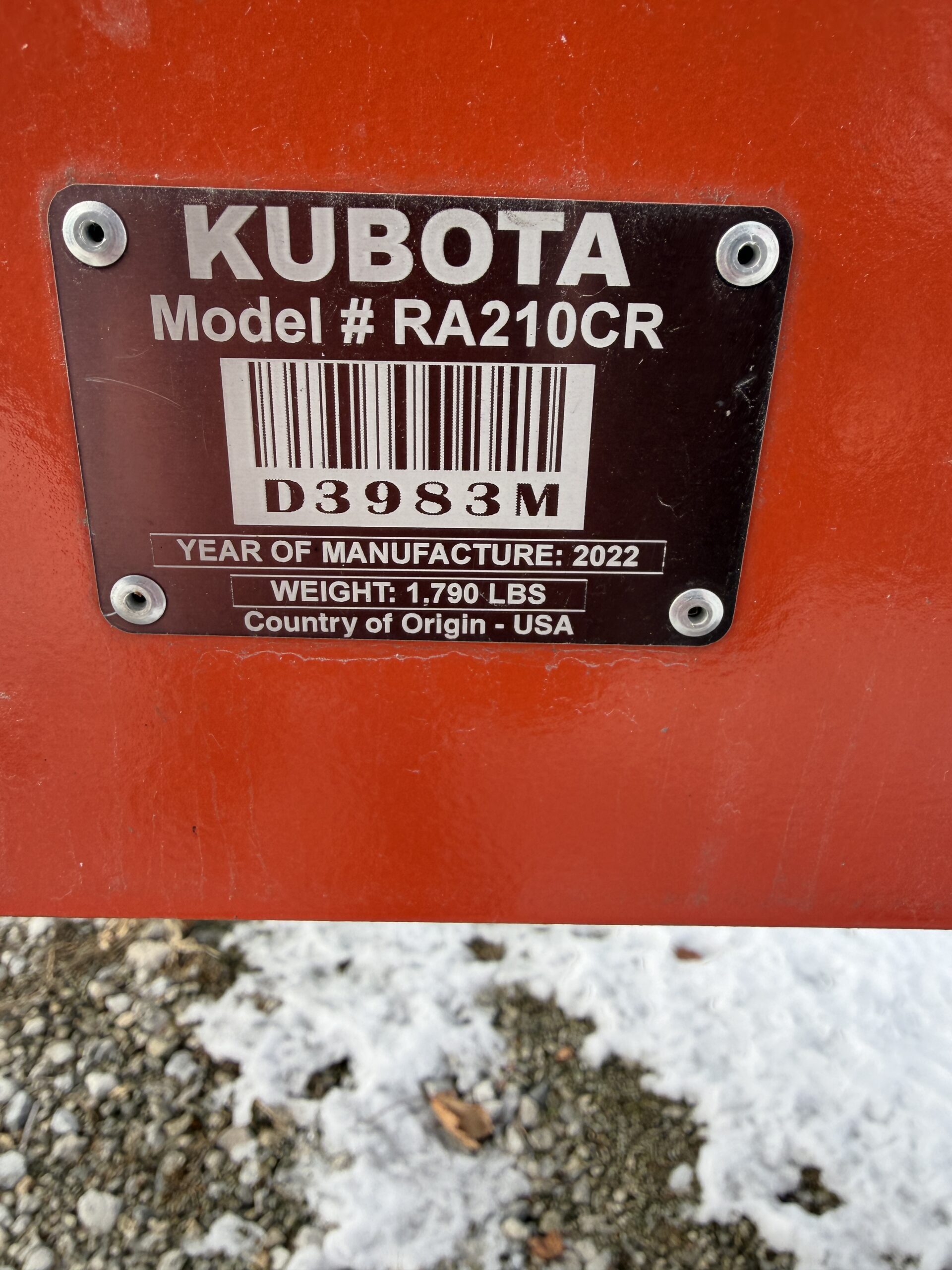 2022 Kubota RA210CR Rake